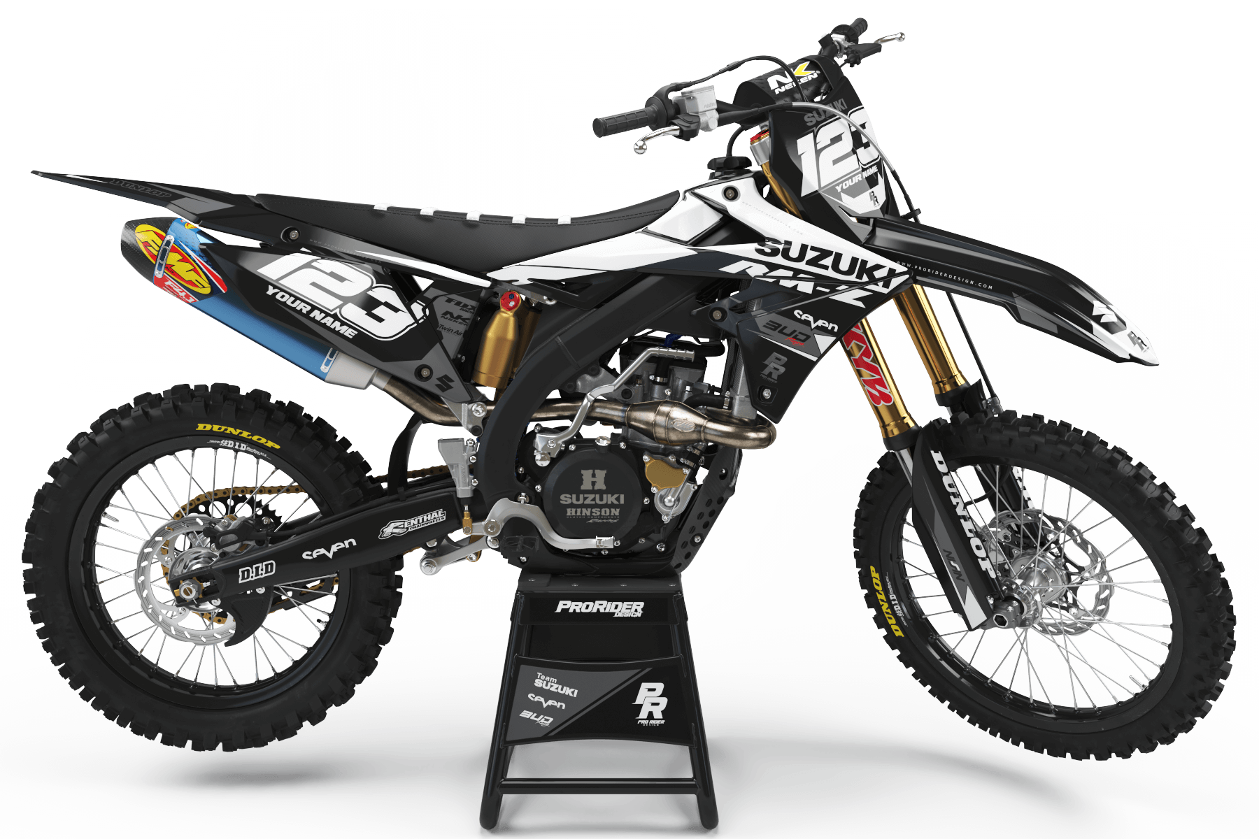 SUZUKI Graphics Kit BUD RACING Black And White
