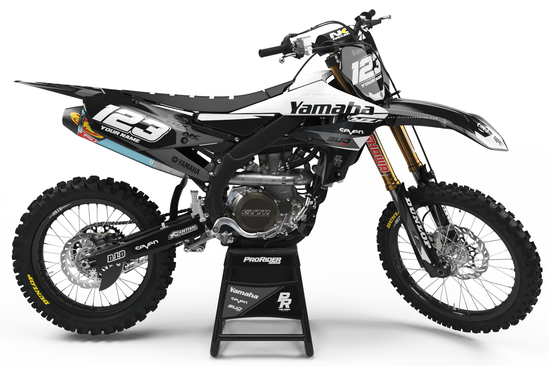 YAMAHA Graphics Kit BUD RACING Black And White