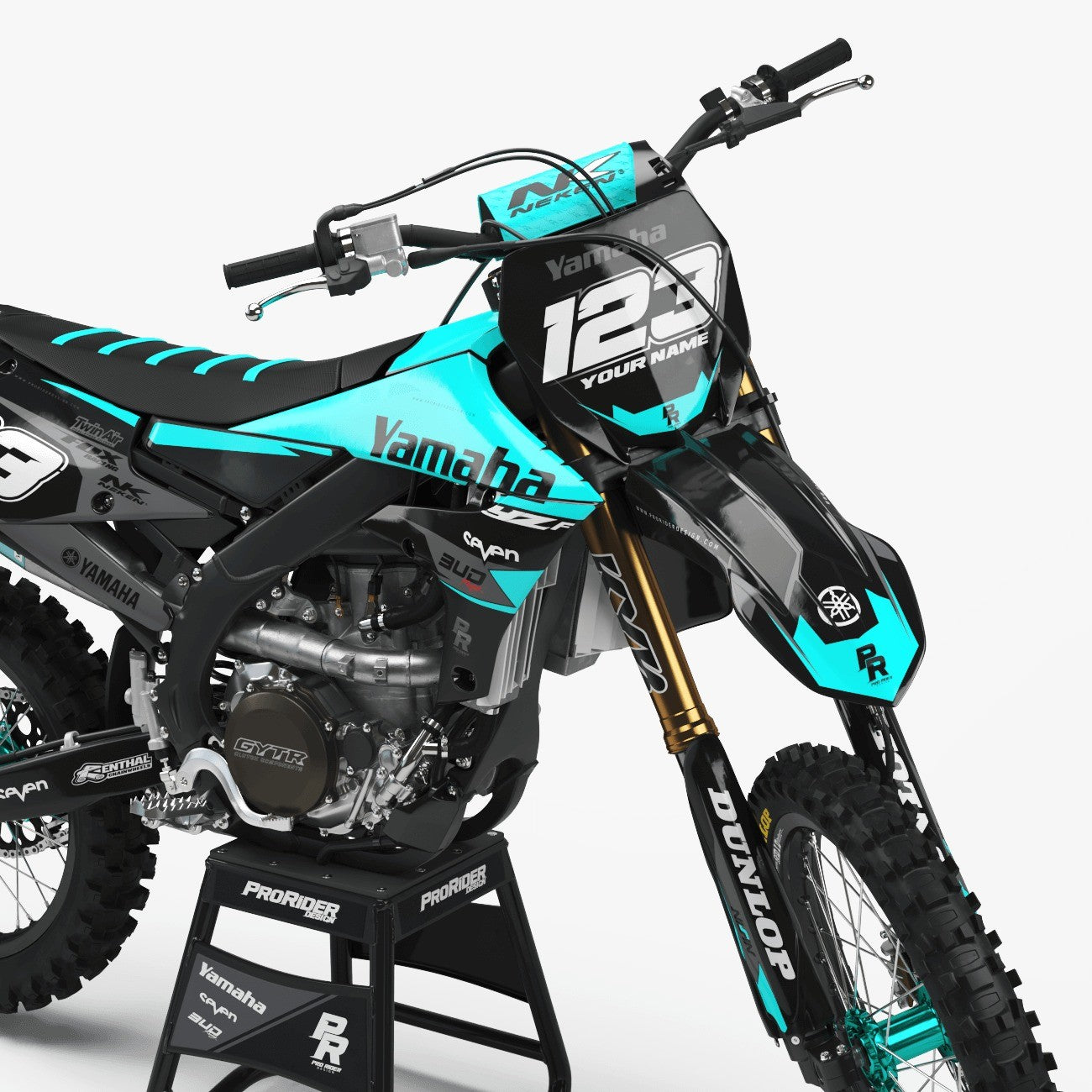 YAMAHA Graphics Kit BUD RACING Black And Cyan