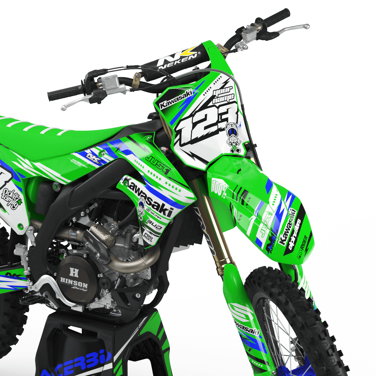 KAWASAKI Graphics Kit JUST1 green and blue