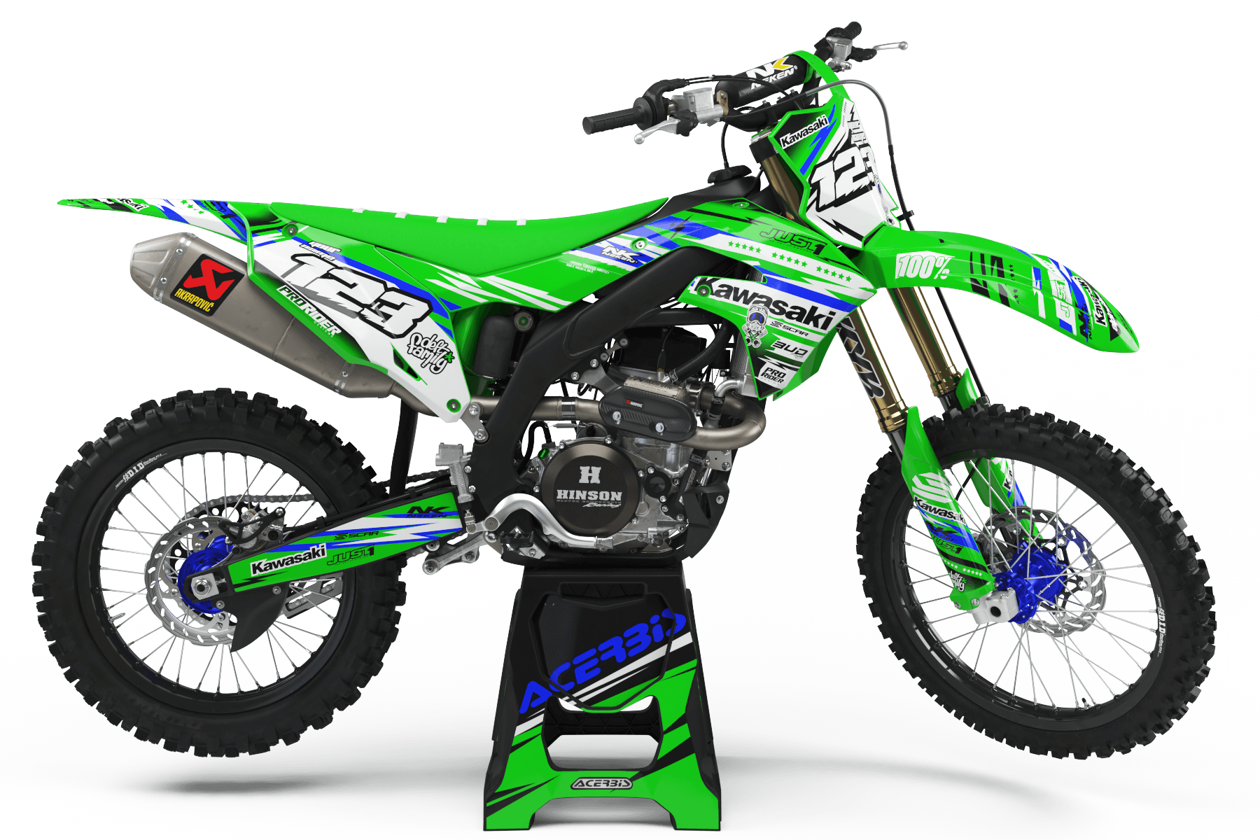 KAWASAKI Graphics Kit JUST1 green and blue