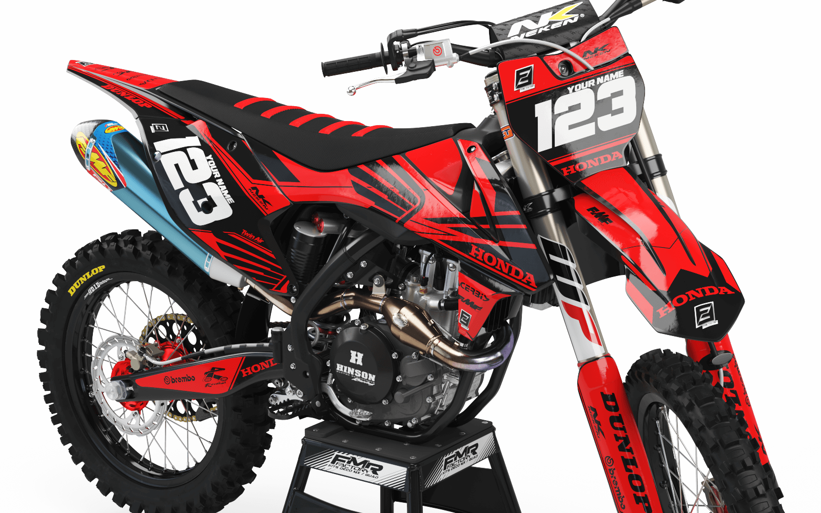 Dirt bike graphics kits honda FACTORY Neken Black Red : Resistant