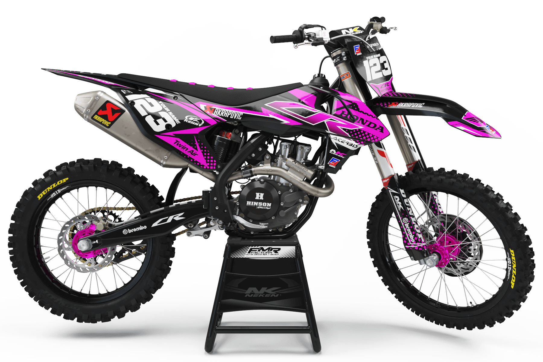 Dirt bike graphics kits honda FACTORY ENERGY Pink: Very high quality