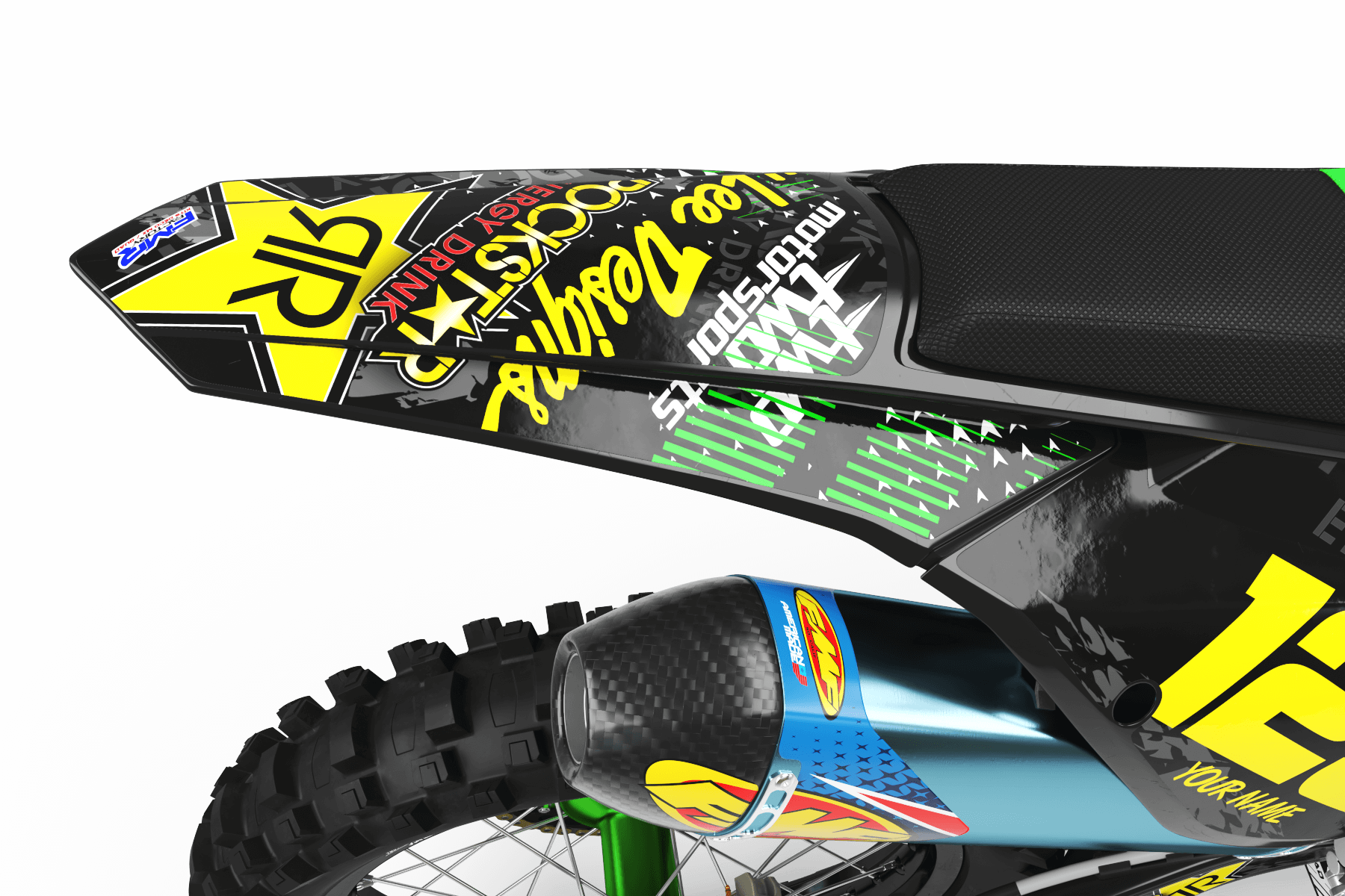 Graphics Kit ROCKSTAR ENERGY GREEN : Give a new youth to your bike