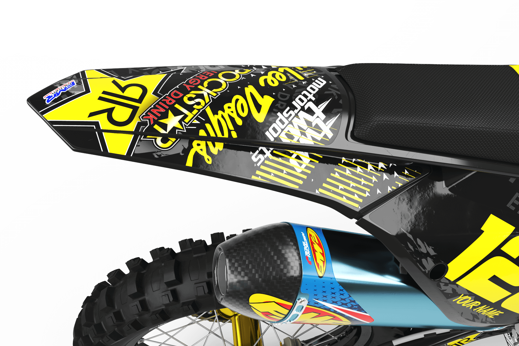 Graphics Kit ROCKSTAR ENERGY YELLOW : Give a new youth to your bike