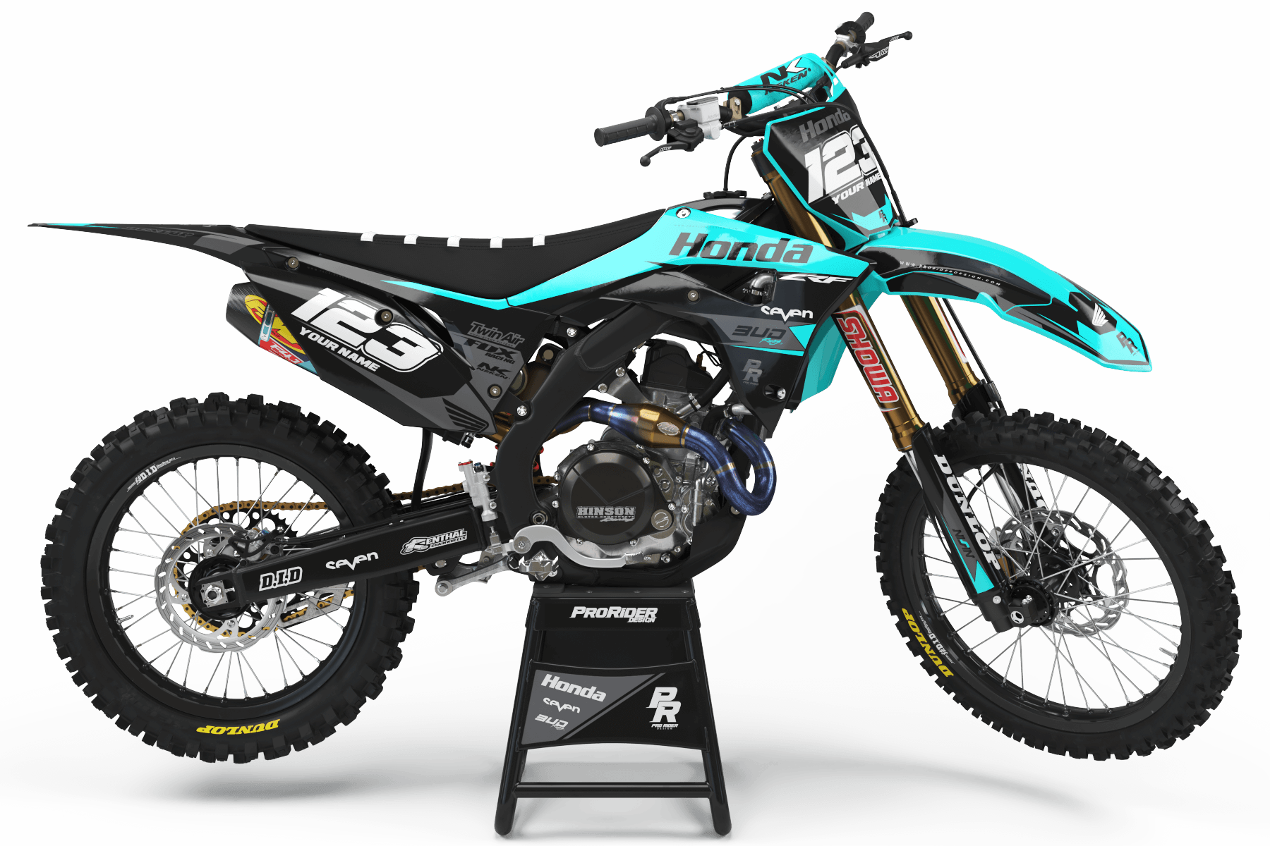 copy of HONDA Graphics Kit BUD RACING Black And Cyan