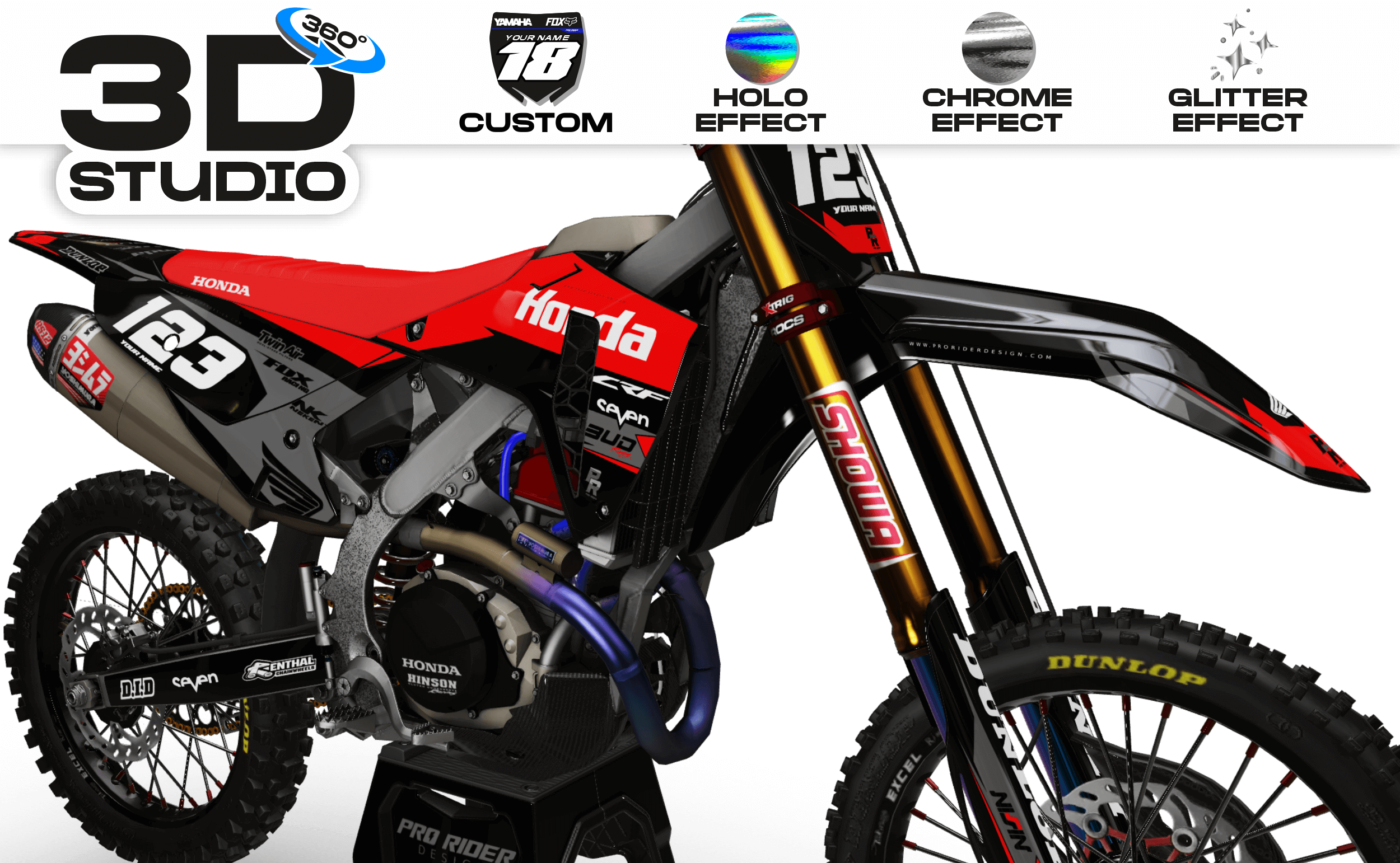 HONDA Graphics Kit BUD RACING Black And Red - 3D