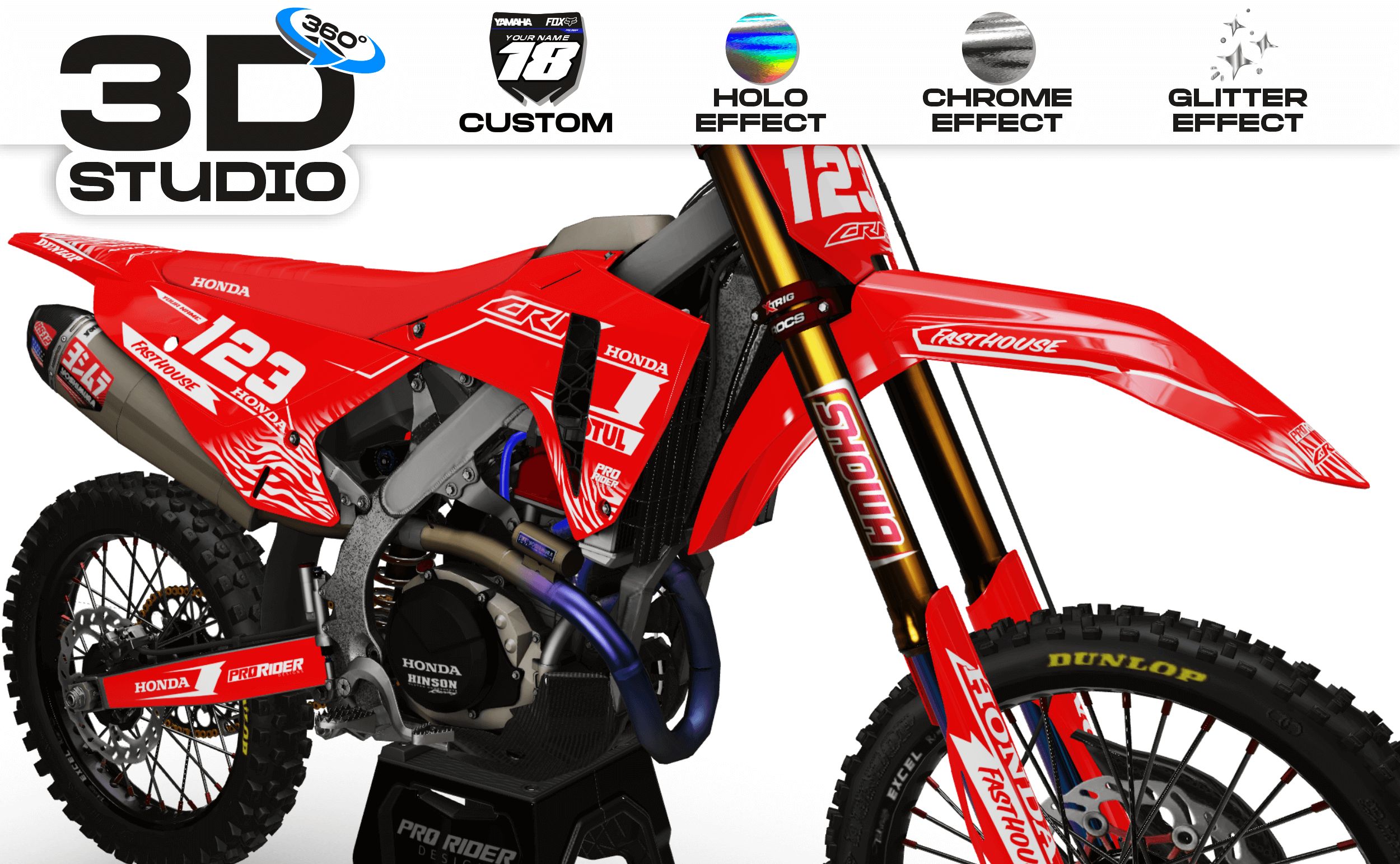 HONDA Graphics Kit MOTUL RED - 3D