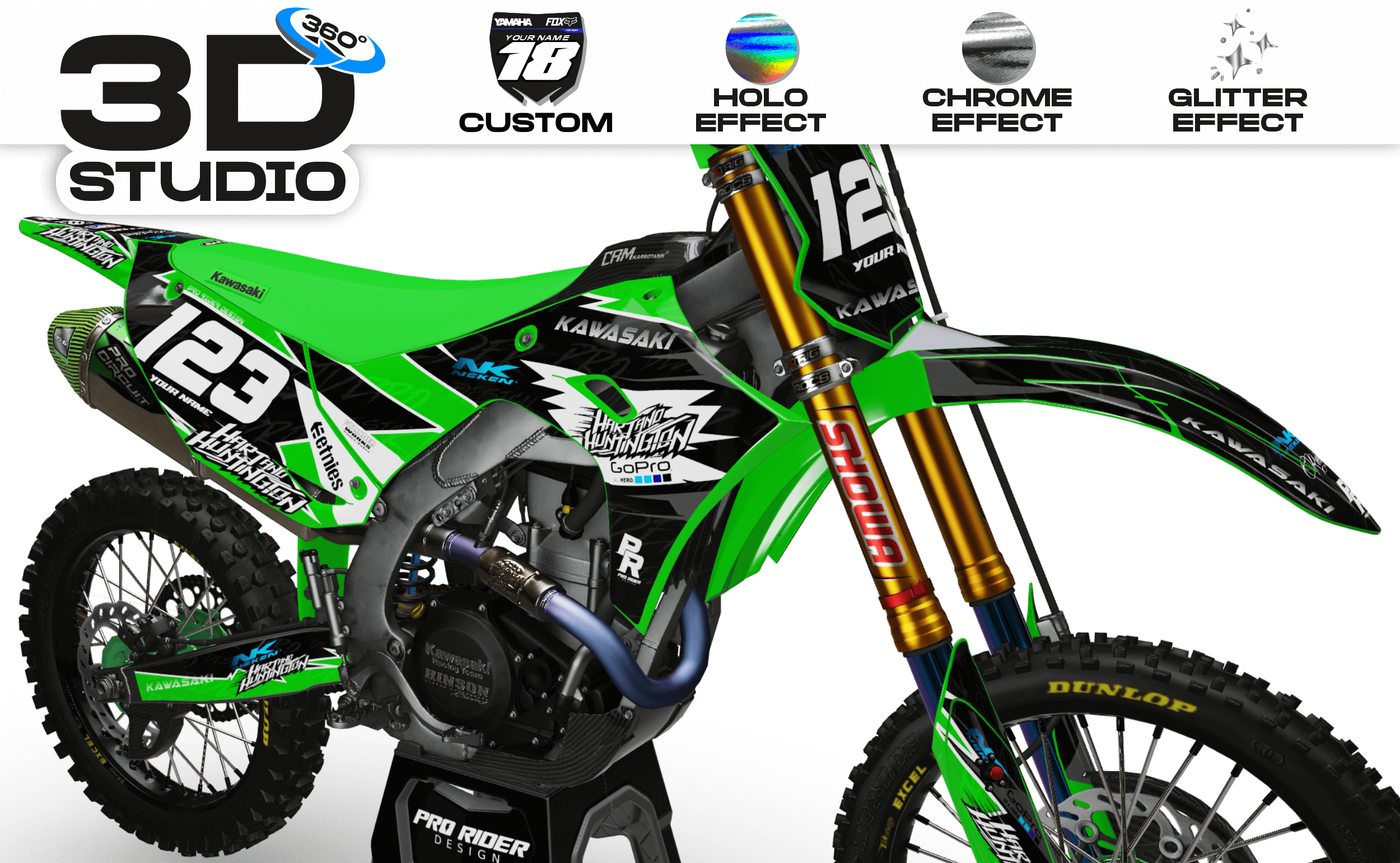 KAWASAKI Graphics Kit GO PRO hart and huntington - 3D