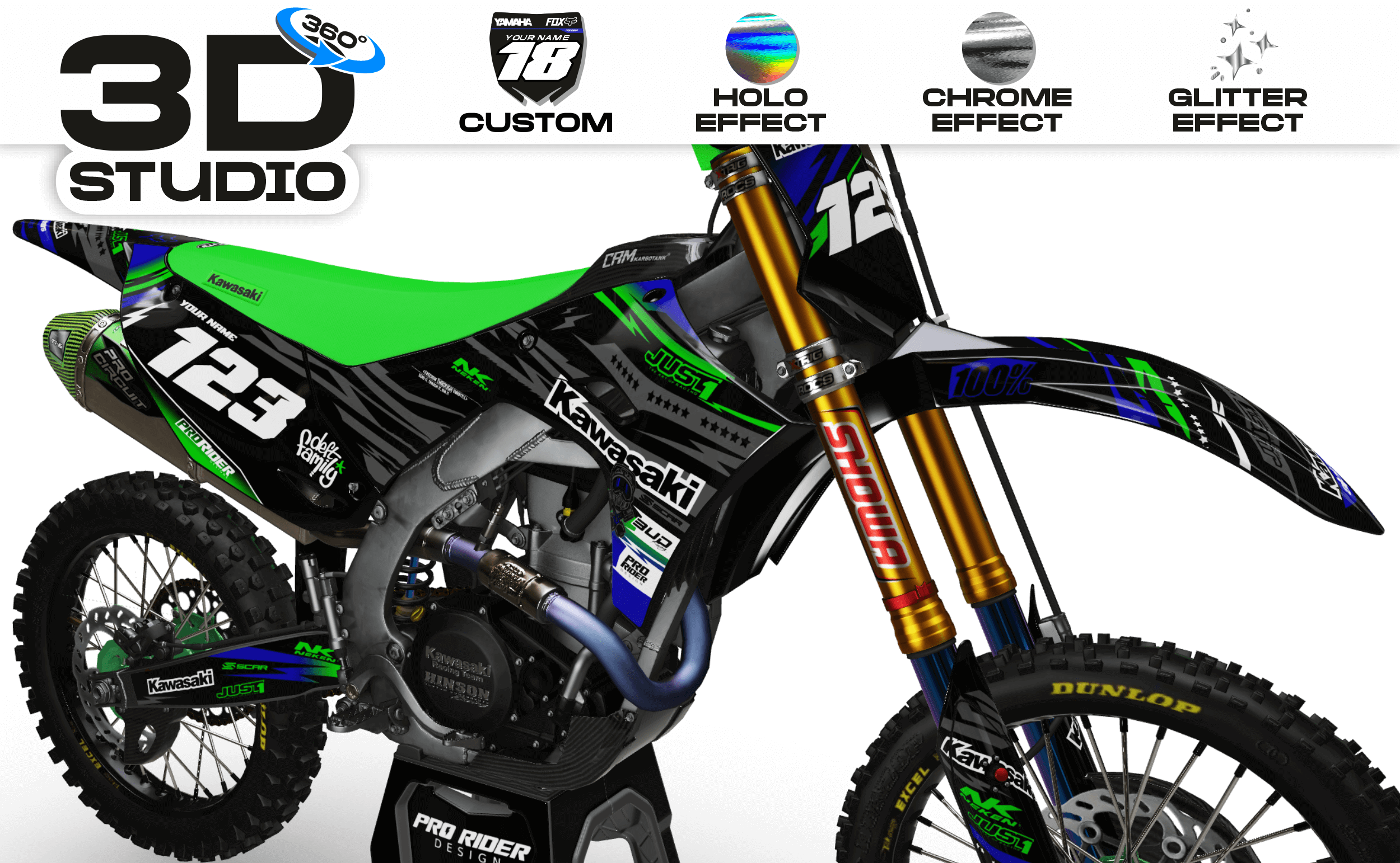 KAWASAKI Graphics Kit JUST1 black - 3D