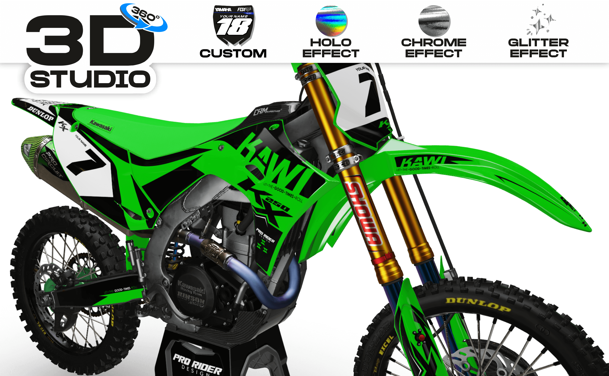 KAWASAKI Graphics Kit PRORIDER KAWI - 3D