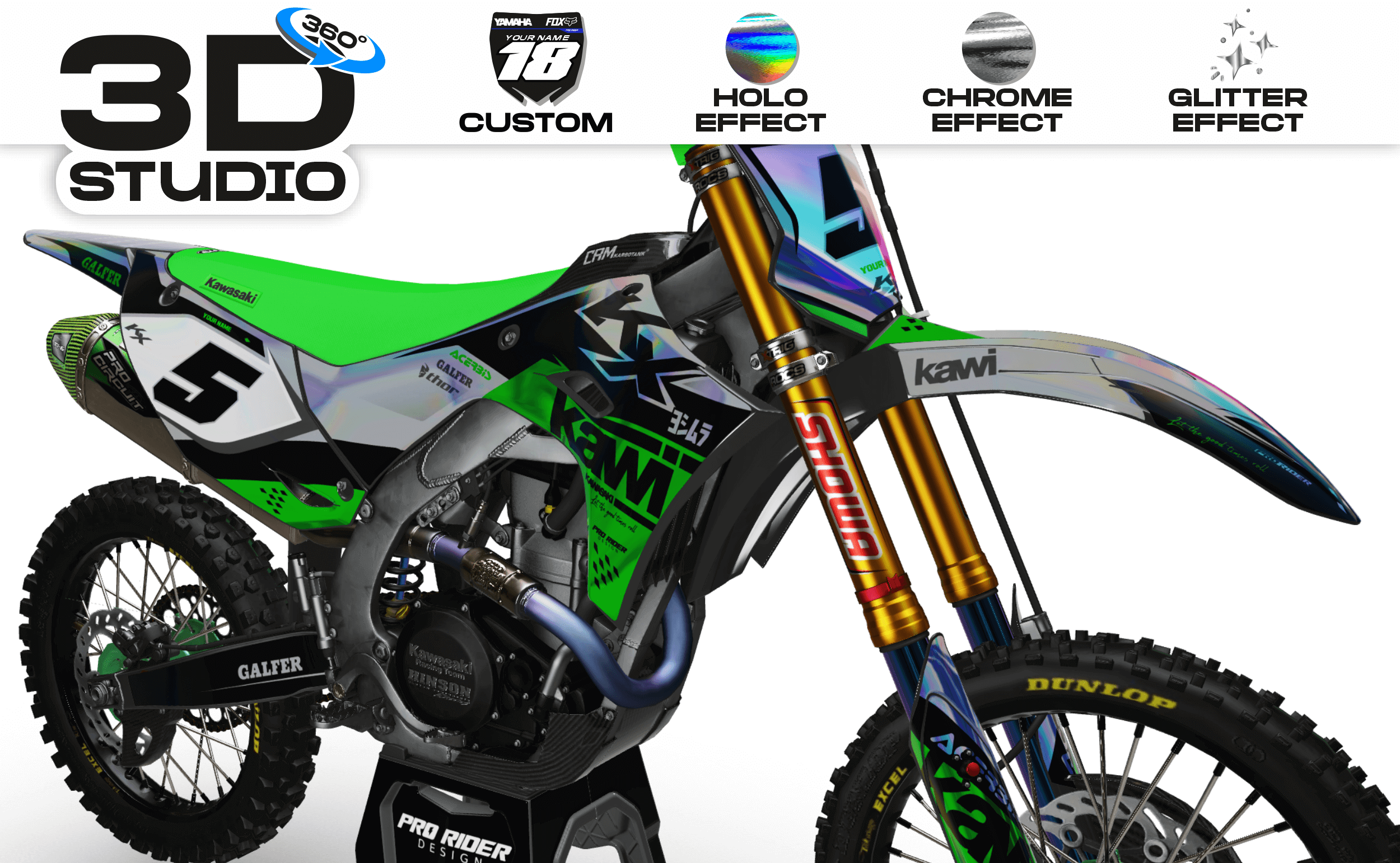 KAWASAKI Graphics Kit KAWI GREEN MATTE FINISH - 3D