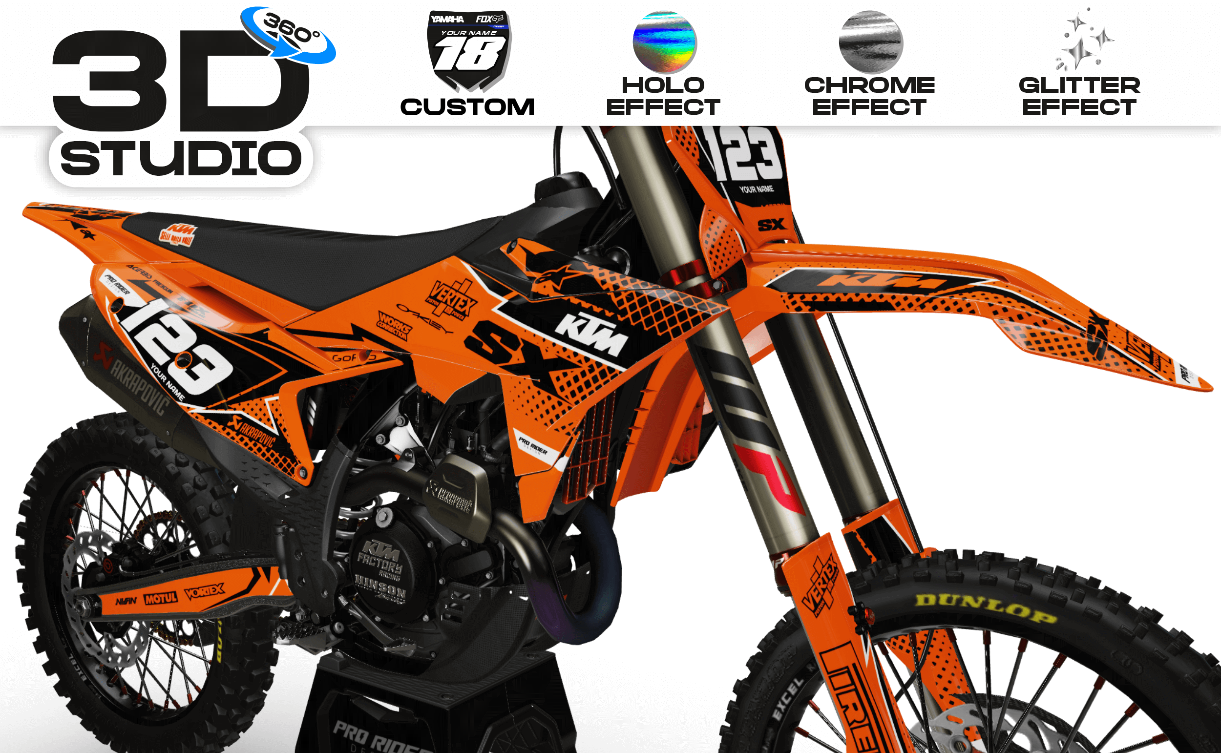KTM Graphics Kit VERTEX Orange - 3D