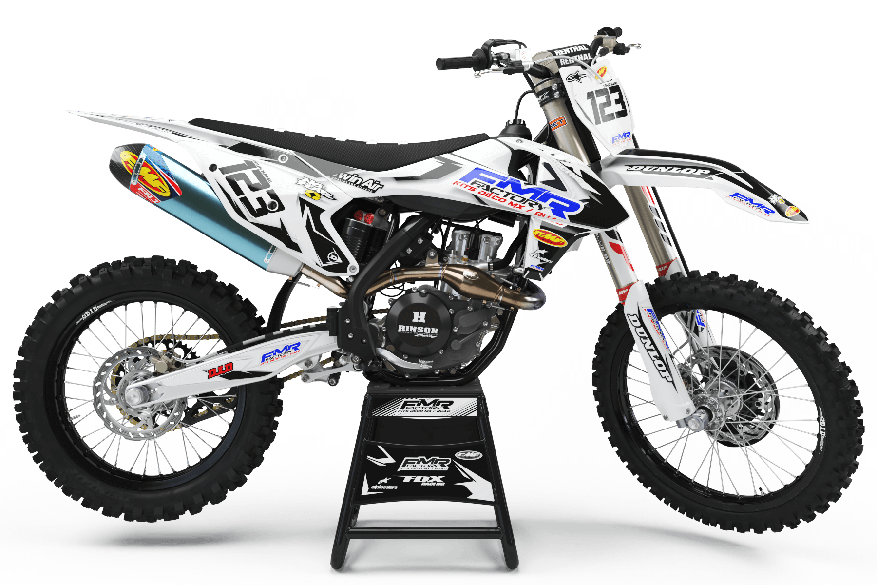 Graphics Kit FMR FACTORY WHITE : Stunning design for your Motocross
