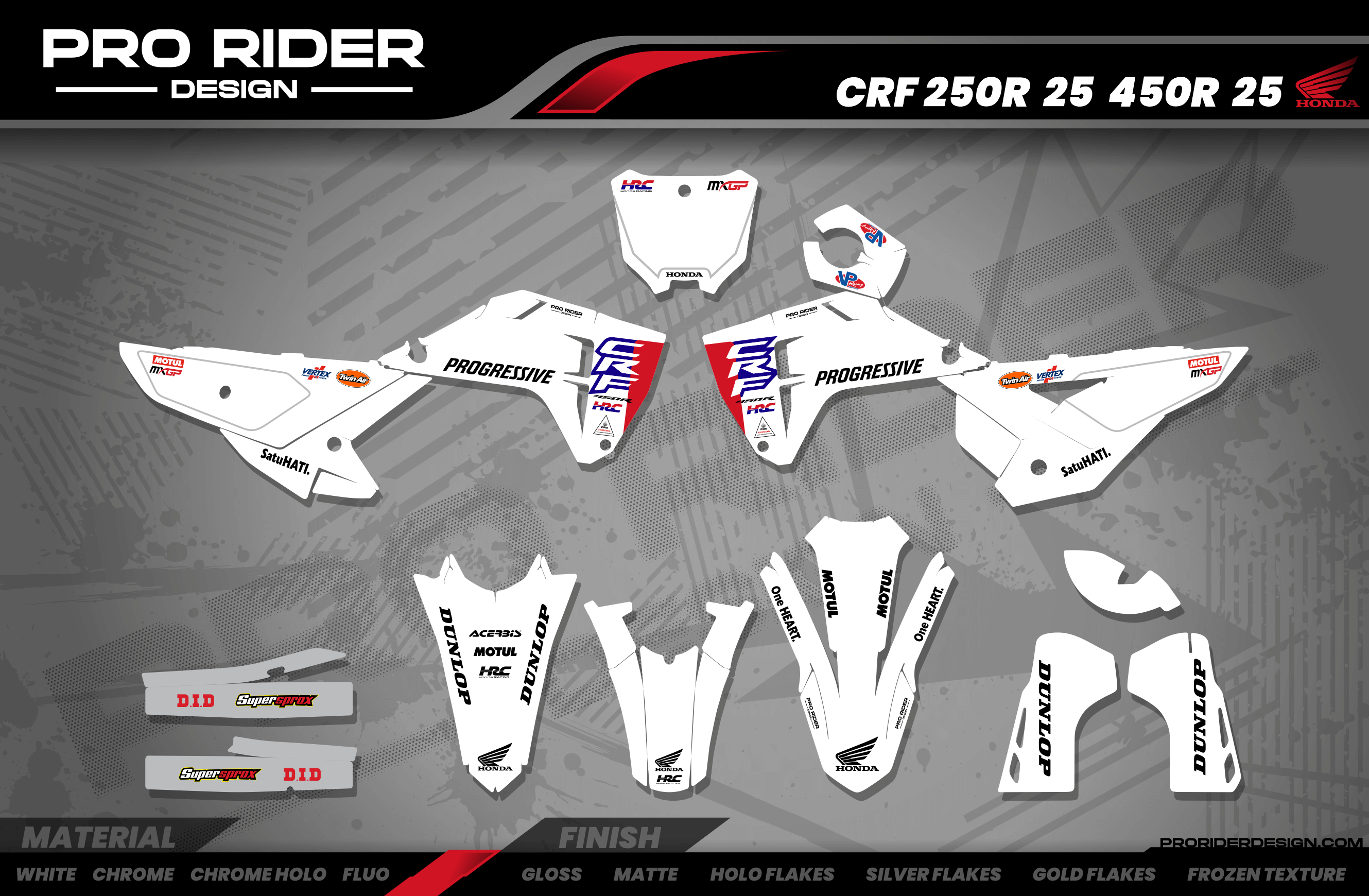 HONDA custom Graphics Motocross HRC SMX Team PROGRESSIVE | WHITE