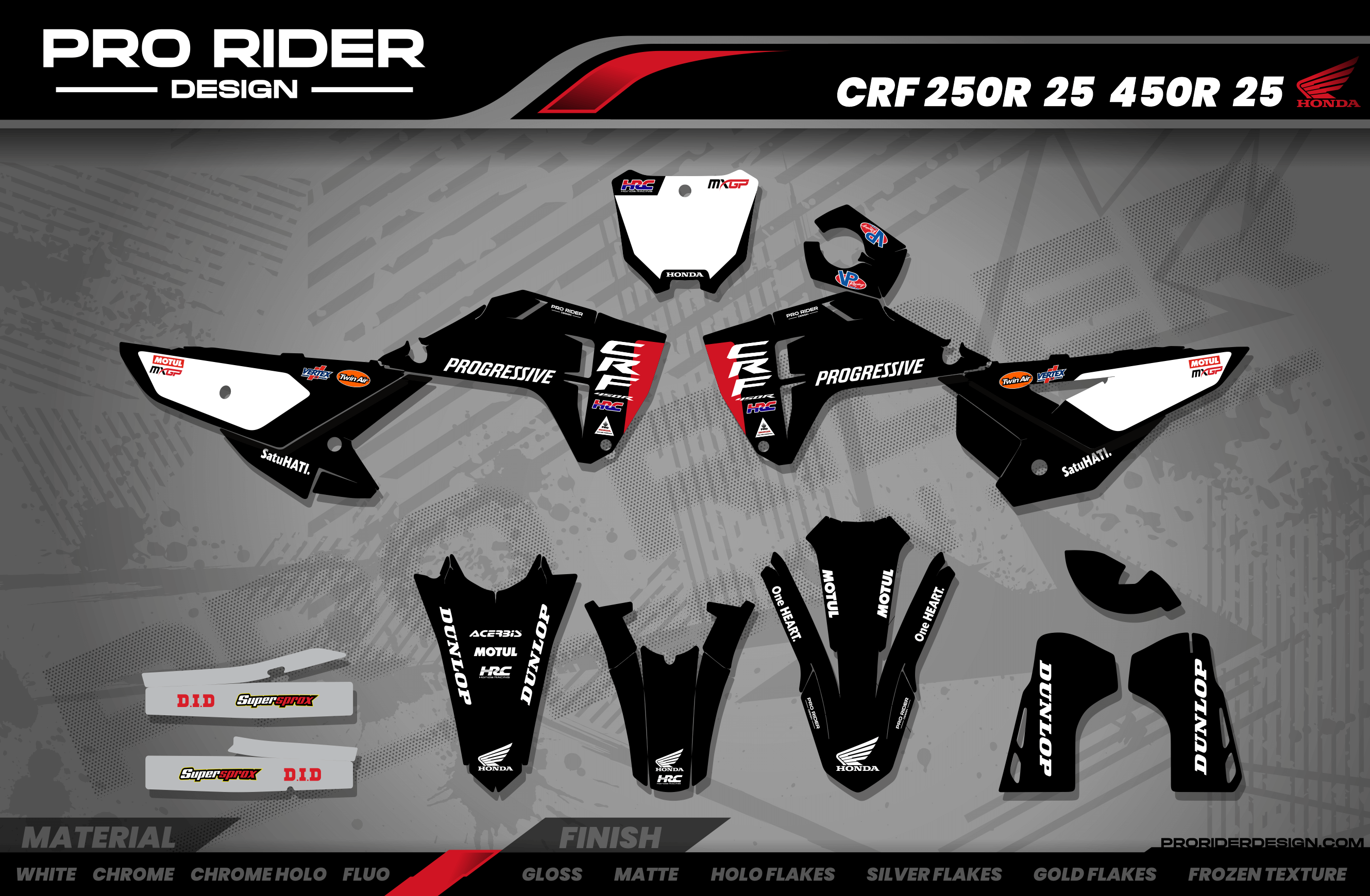 HONDA custom Graphics Motocross HRC SMX Team PROGRESSIVE | BLACK