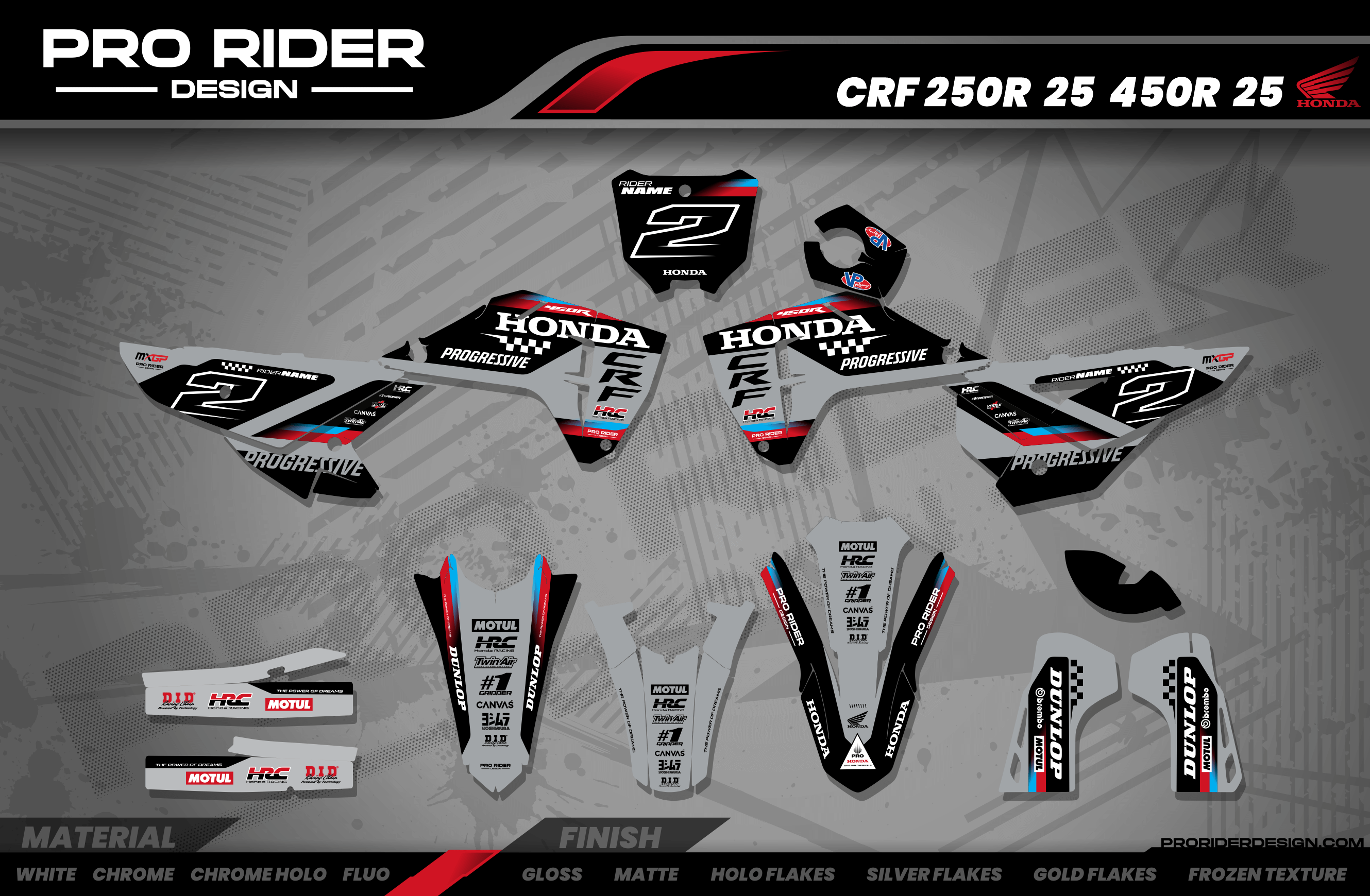 HONDA Custom Graphics Motocross TEAM HRC PROGRESSIVE | BLACK & GREY