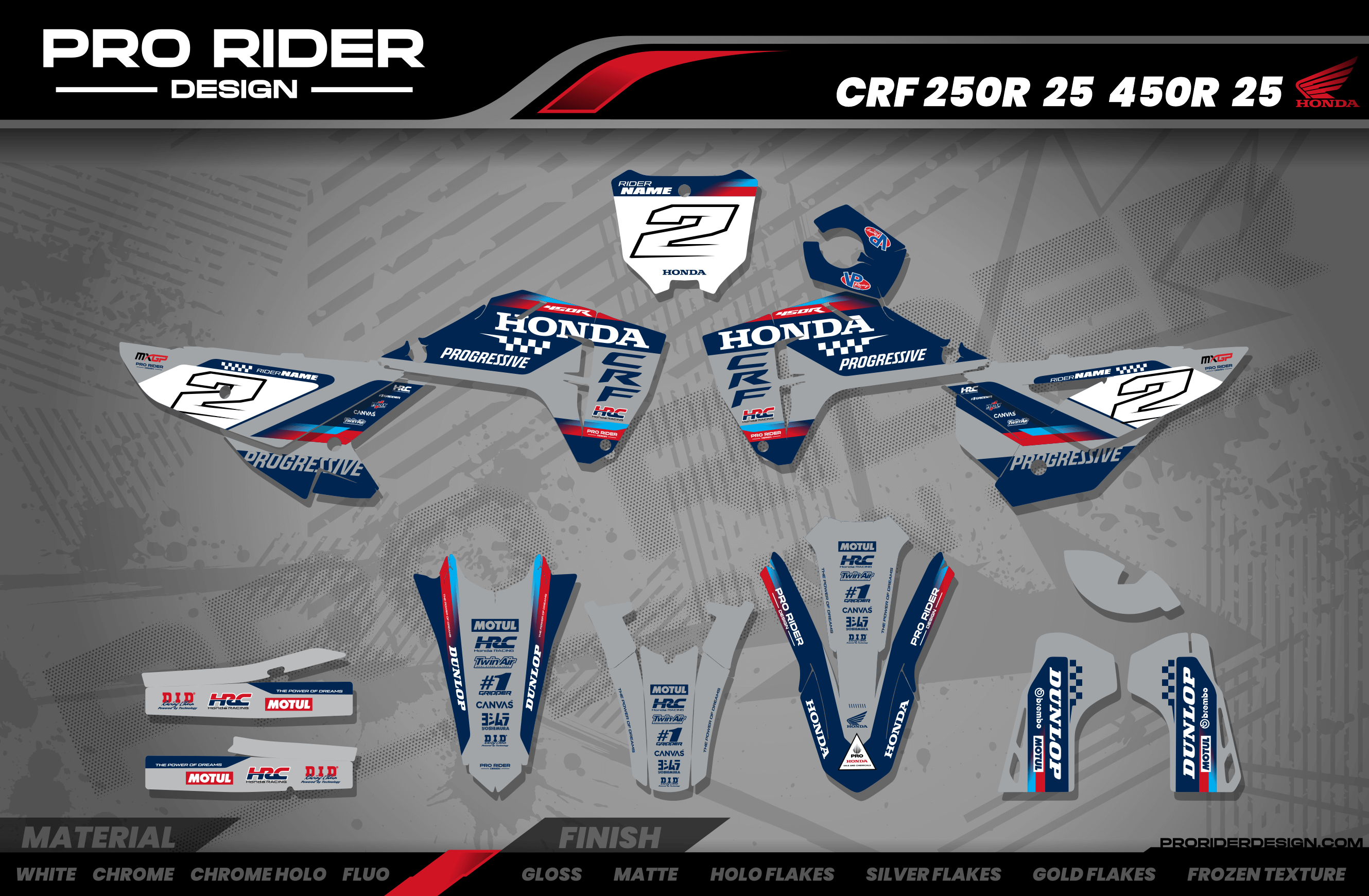 HONDA Custom Graphics Motocross TEAM HRC PROGRESSIVE | BLUE & GREY