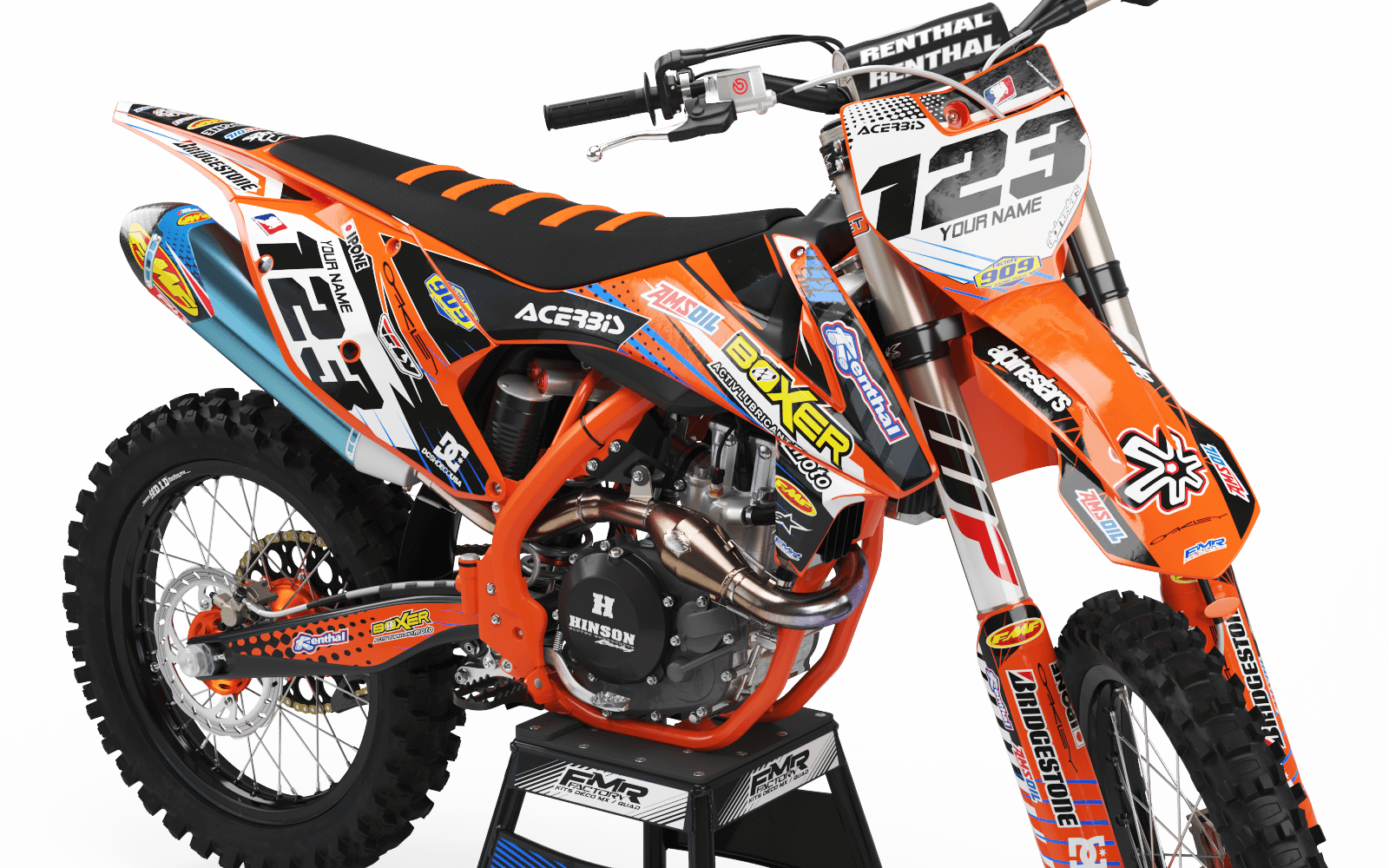 Graphics Kit BOXER BOXER ORANGE : Add value to your Motocross and Quad