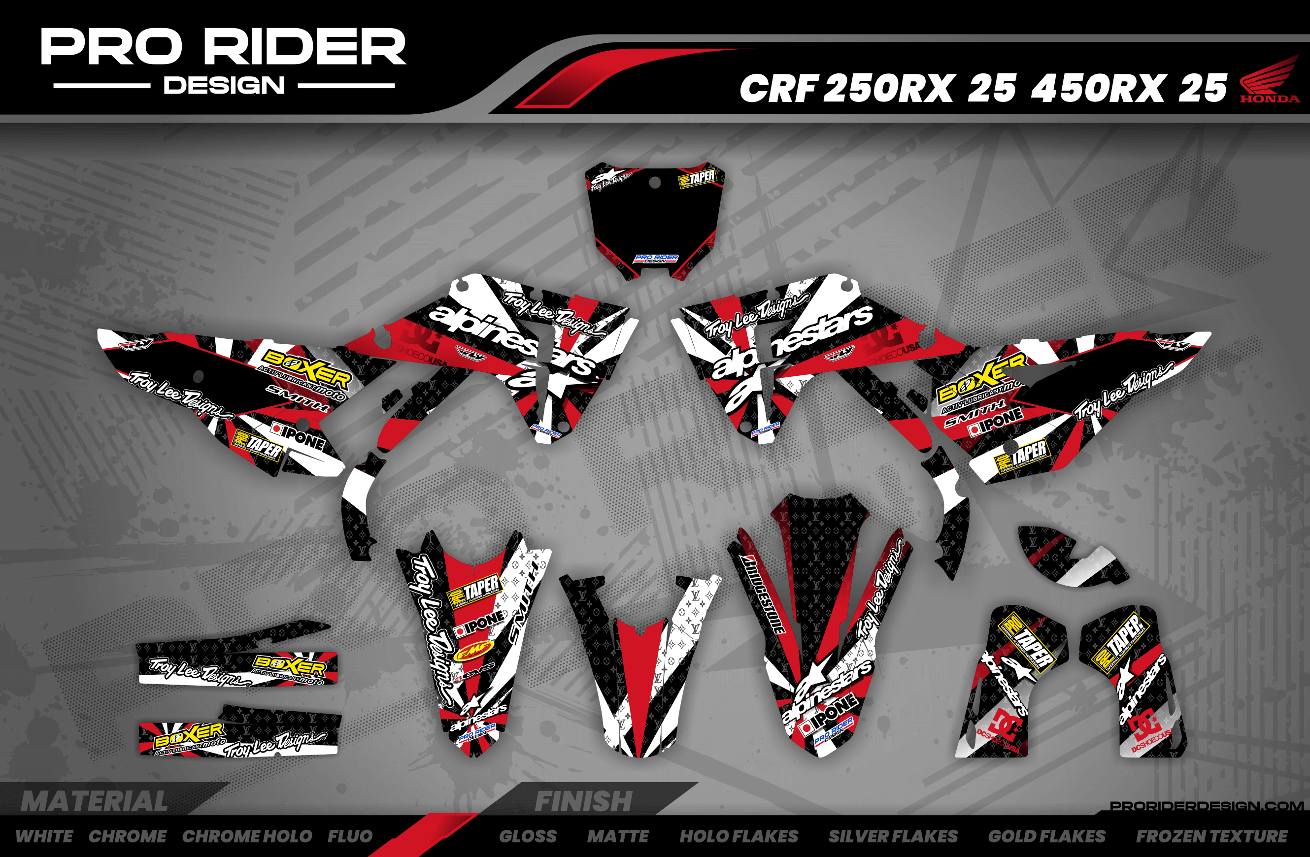 Graphics Kit ALPINESTARS RED : Design designed for your Motocross