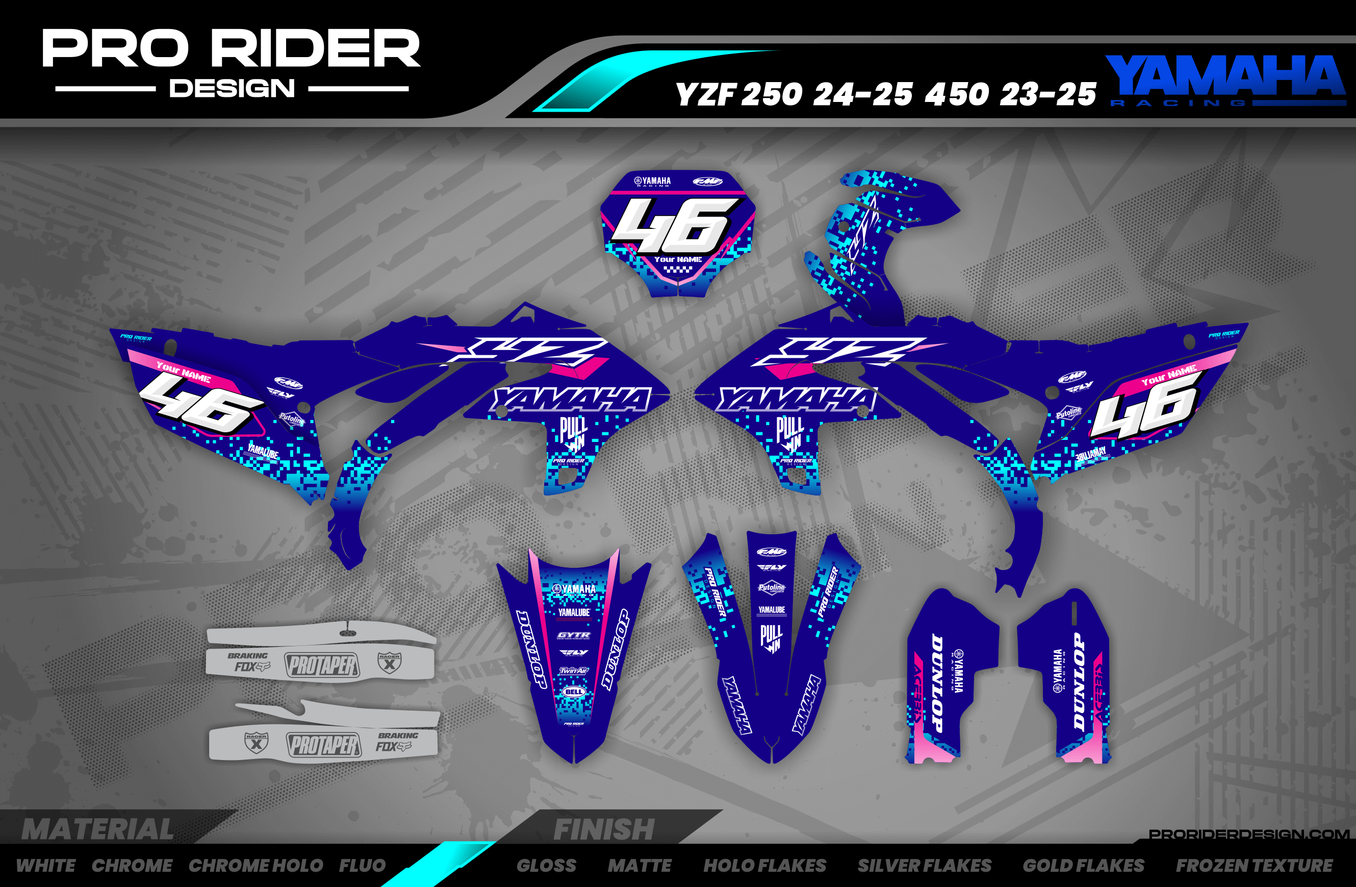 YZ YZF TTR PW Custom Graphics KIT YAMAHA PIXEL BLUE