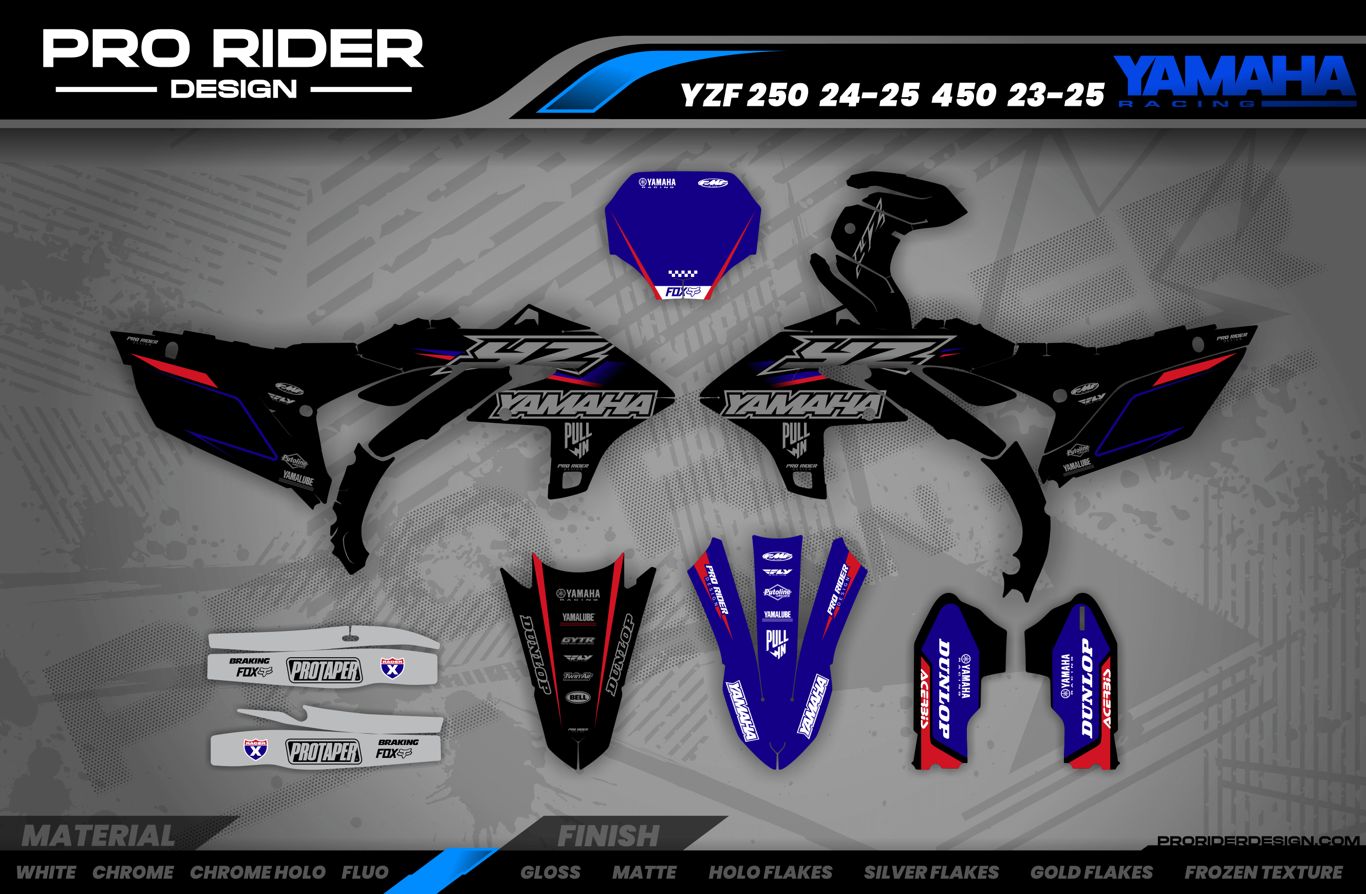 YZ YZF TTR PW Custom Graphics KIT YAMAHA BLACK FLAG