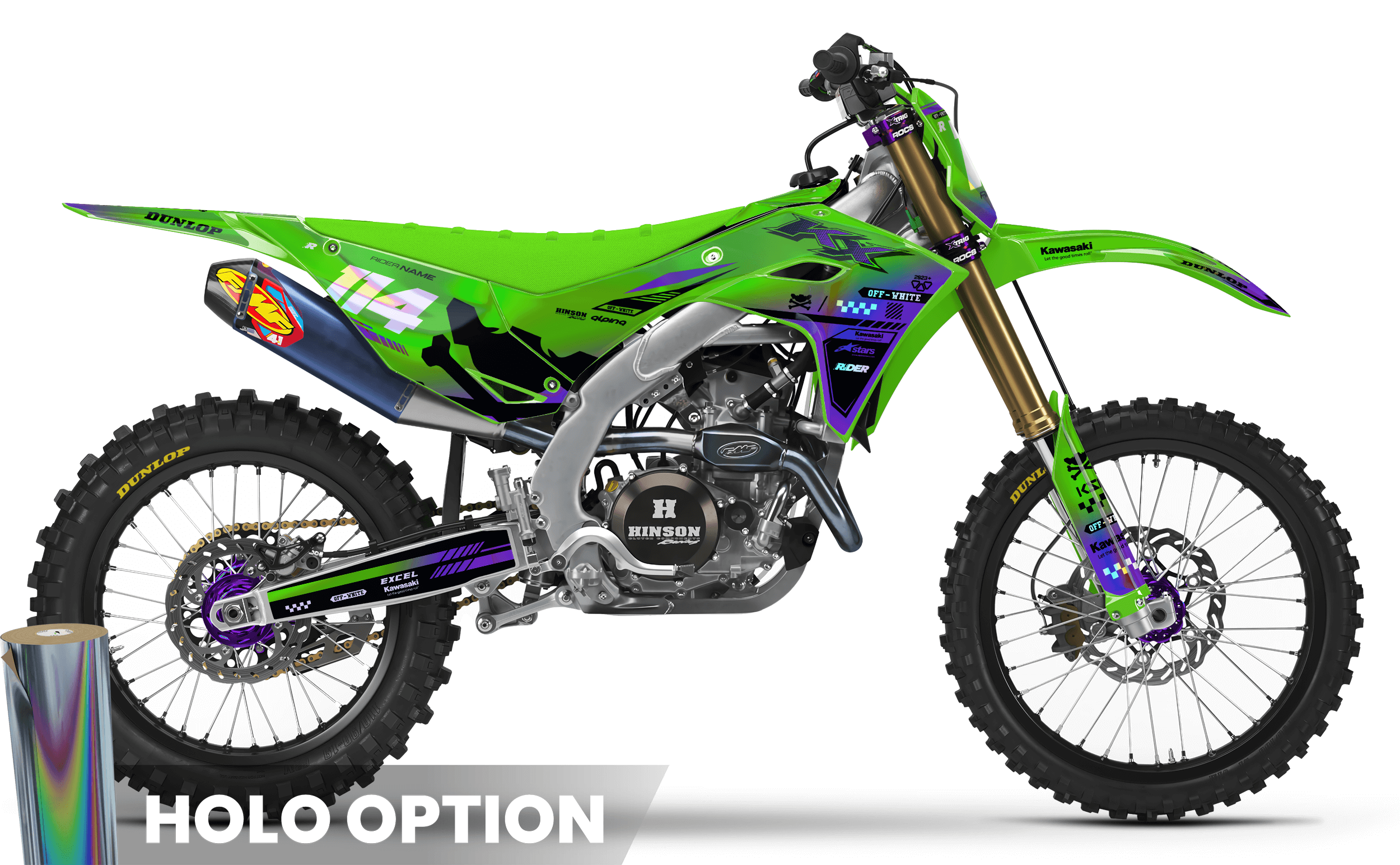 OFF WHITE HYPERGREEN Kawasaki Full Graphics Kit