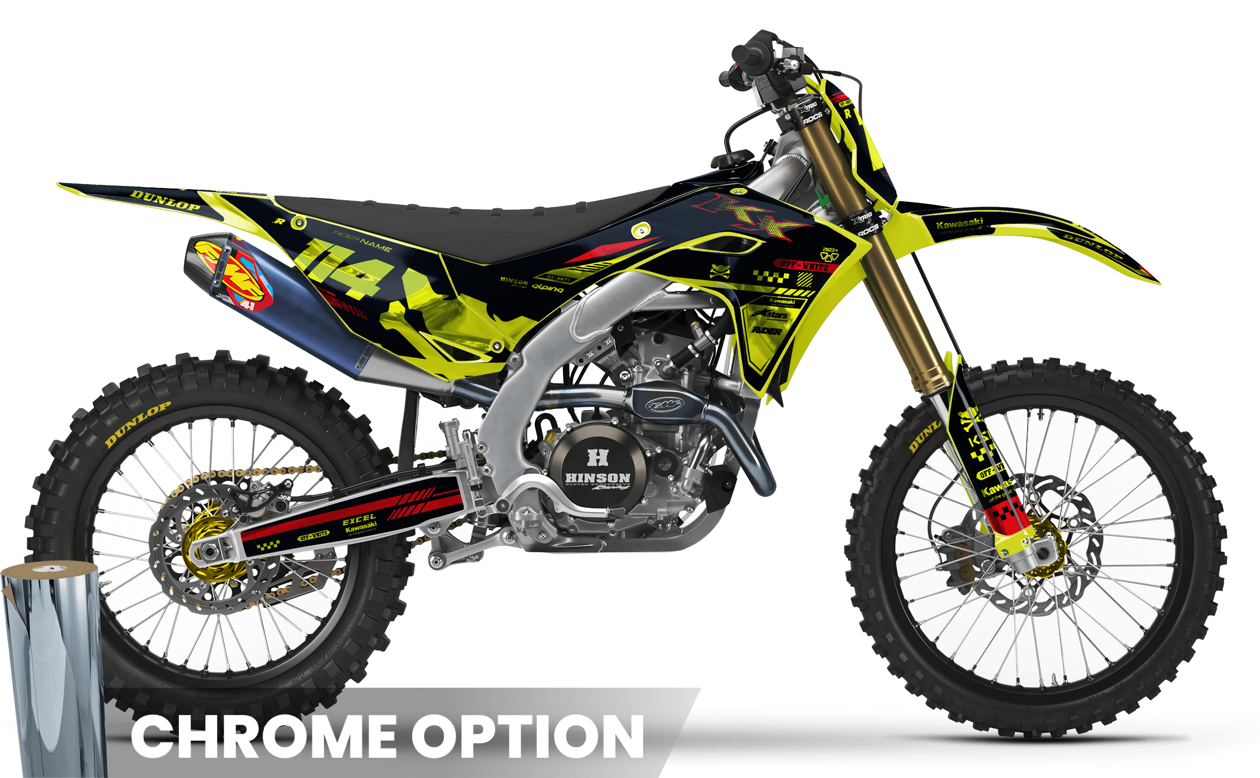OFF WHITE NEON Kawasaki Full Graphics Kit