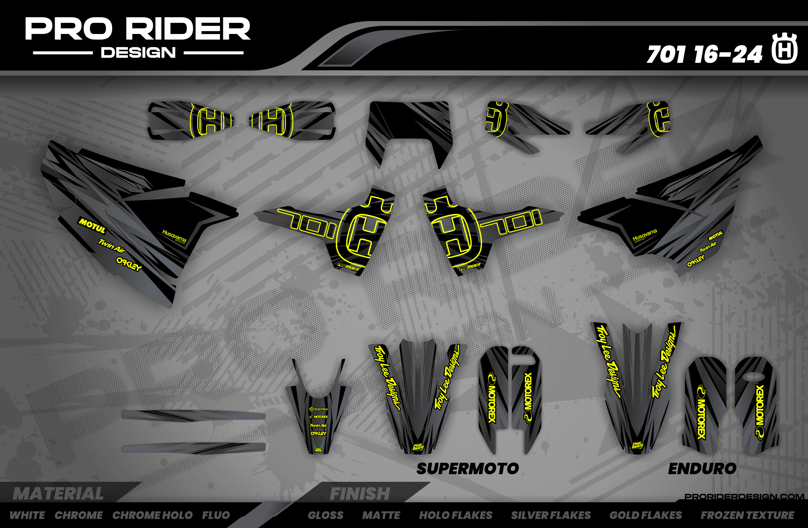 GREY PLATINUM RUSH 701 Husqvarna Full Graphics Kit