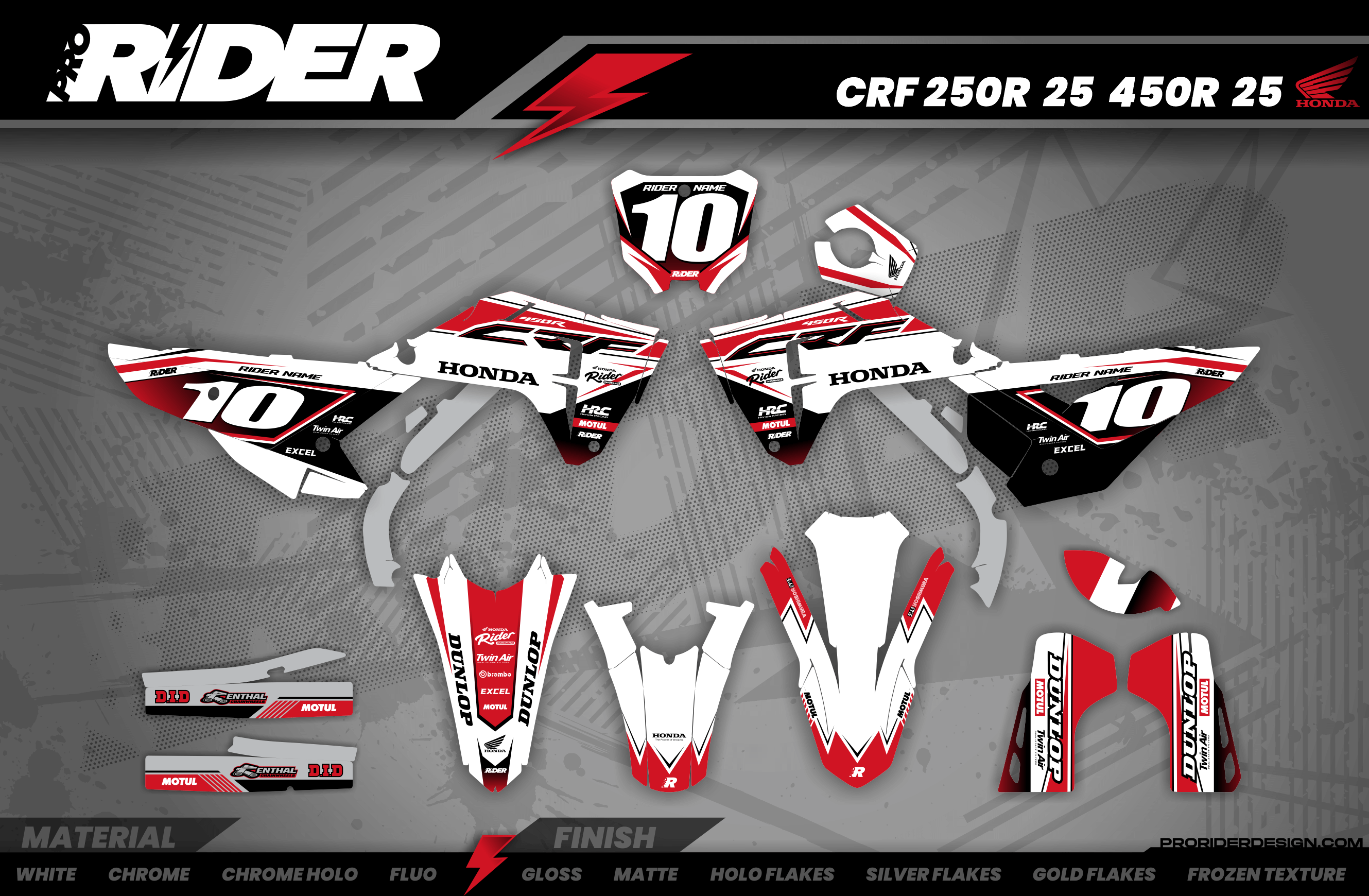 WHITE HRC Line HONDA Full Graphics Kit