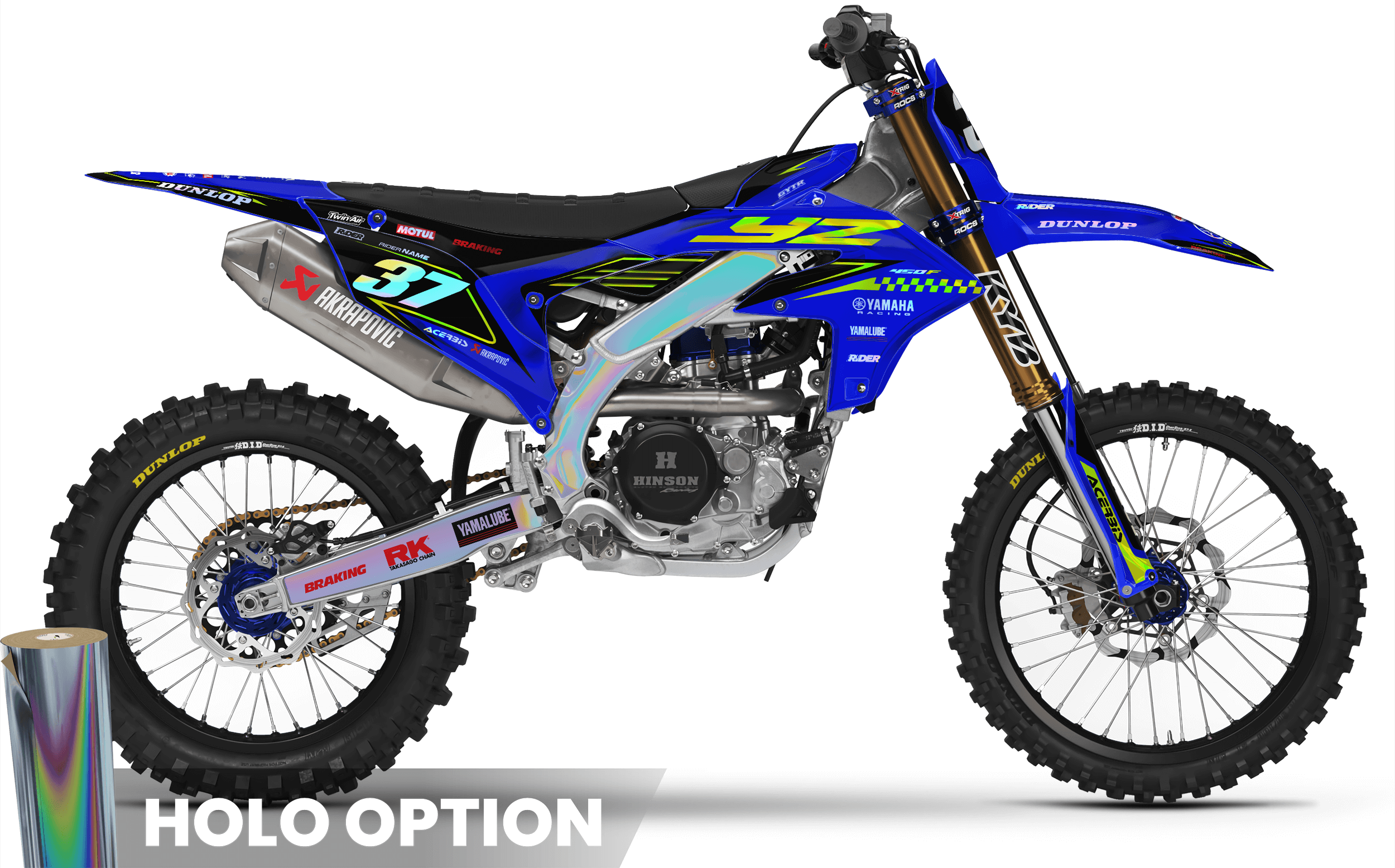 KINETIC YELLOW YAMAHA FULL HOLO GRAPHICS KIT