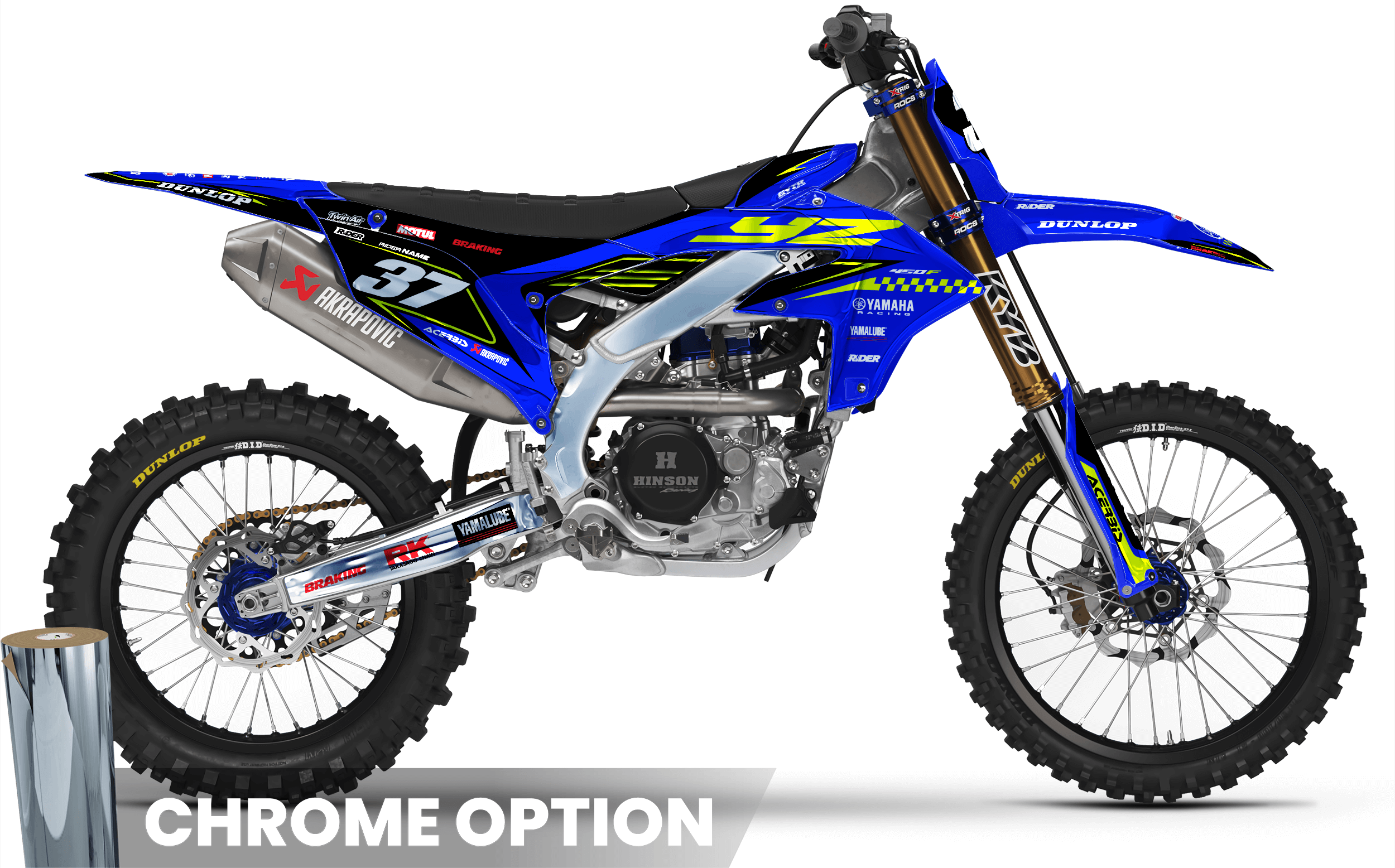 KINETIC YELLOW YAMAHA FULL CHROME GRAPHICS KIT