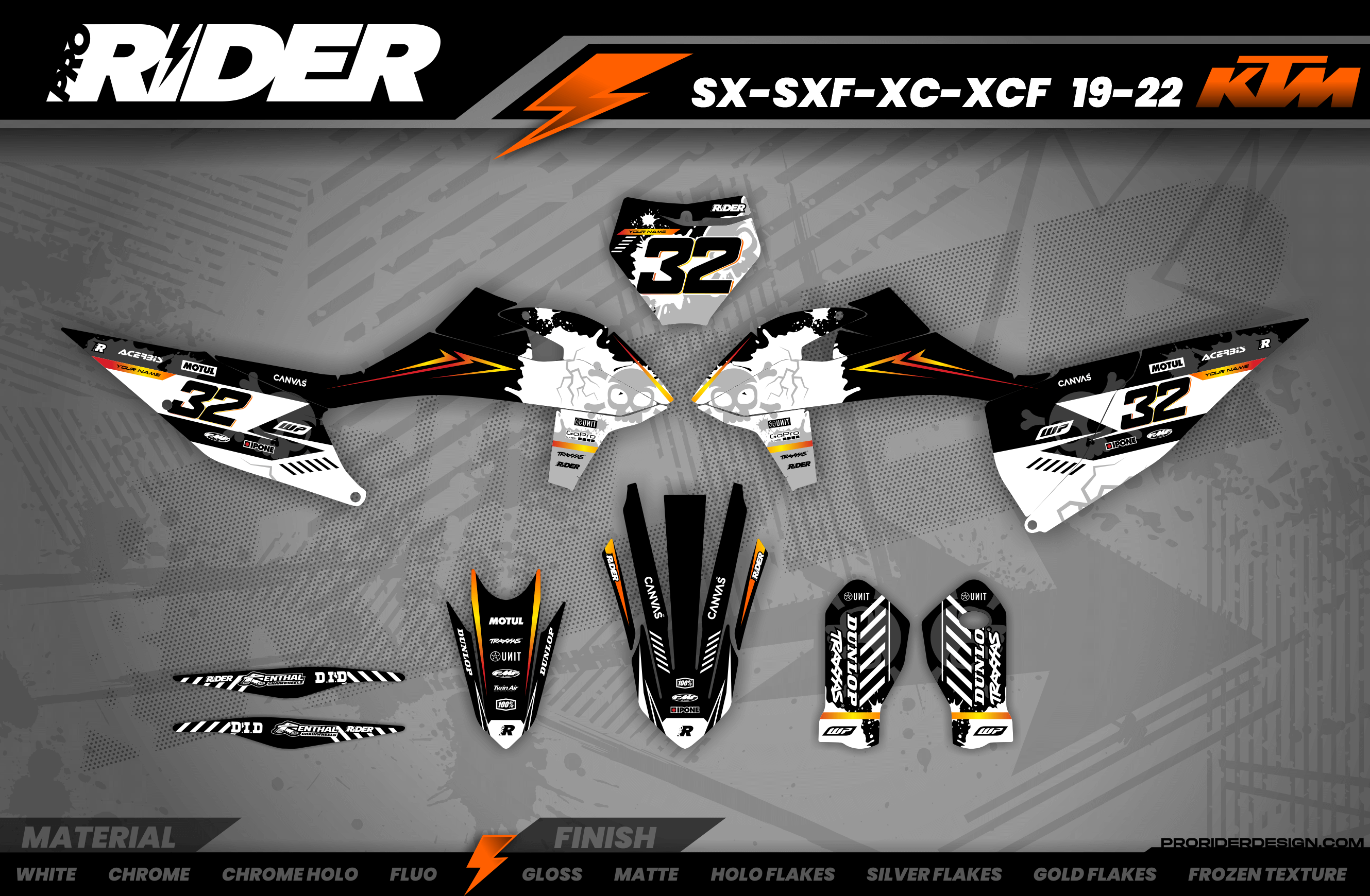 ORANGE SKULL KTM Full Graphics Kit