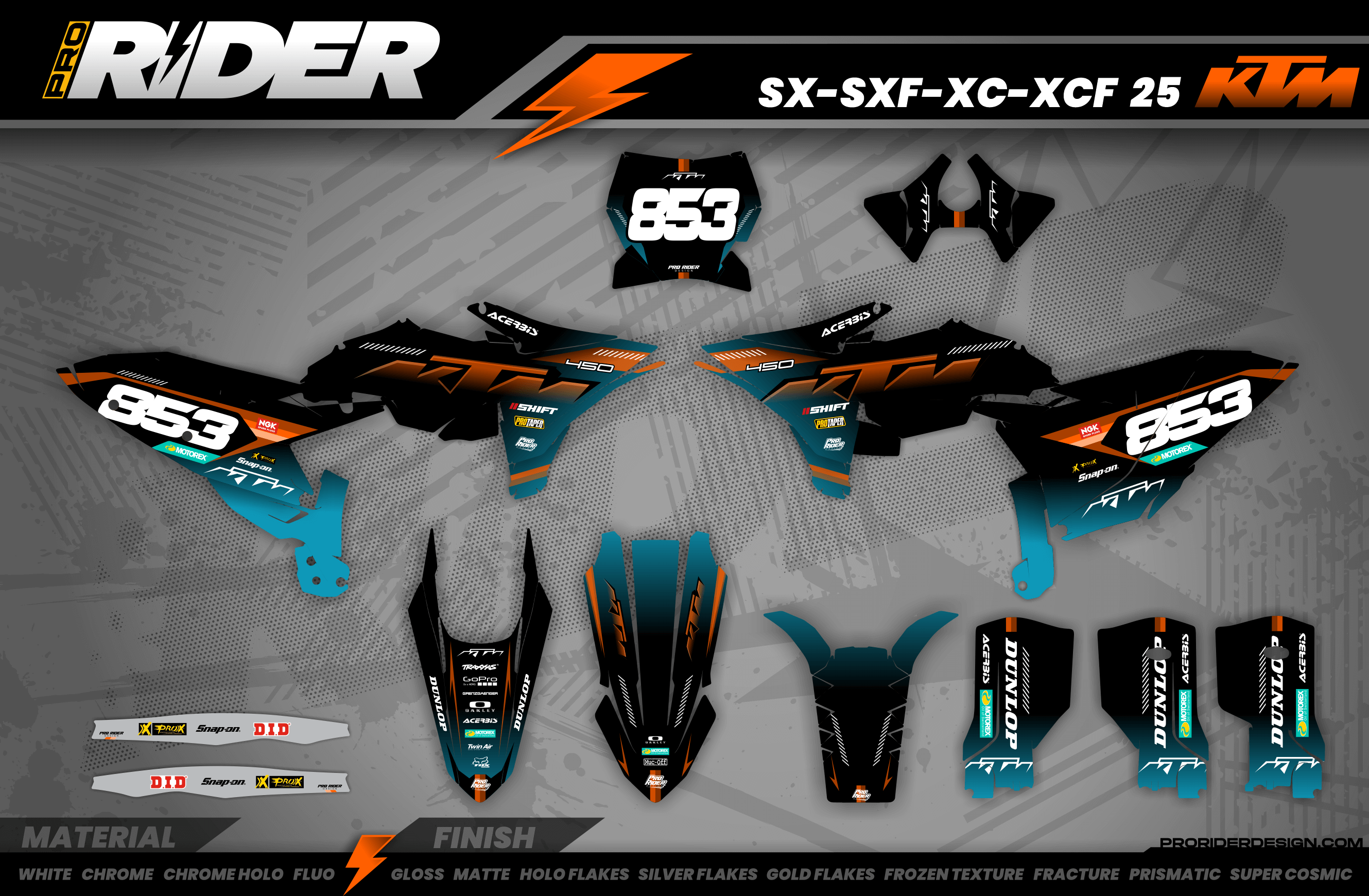 KTM Graphics SX XC SXF XCF EXC.. | Shadow Edition | Black orange dark teal