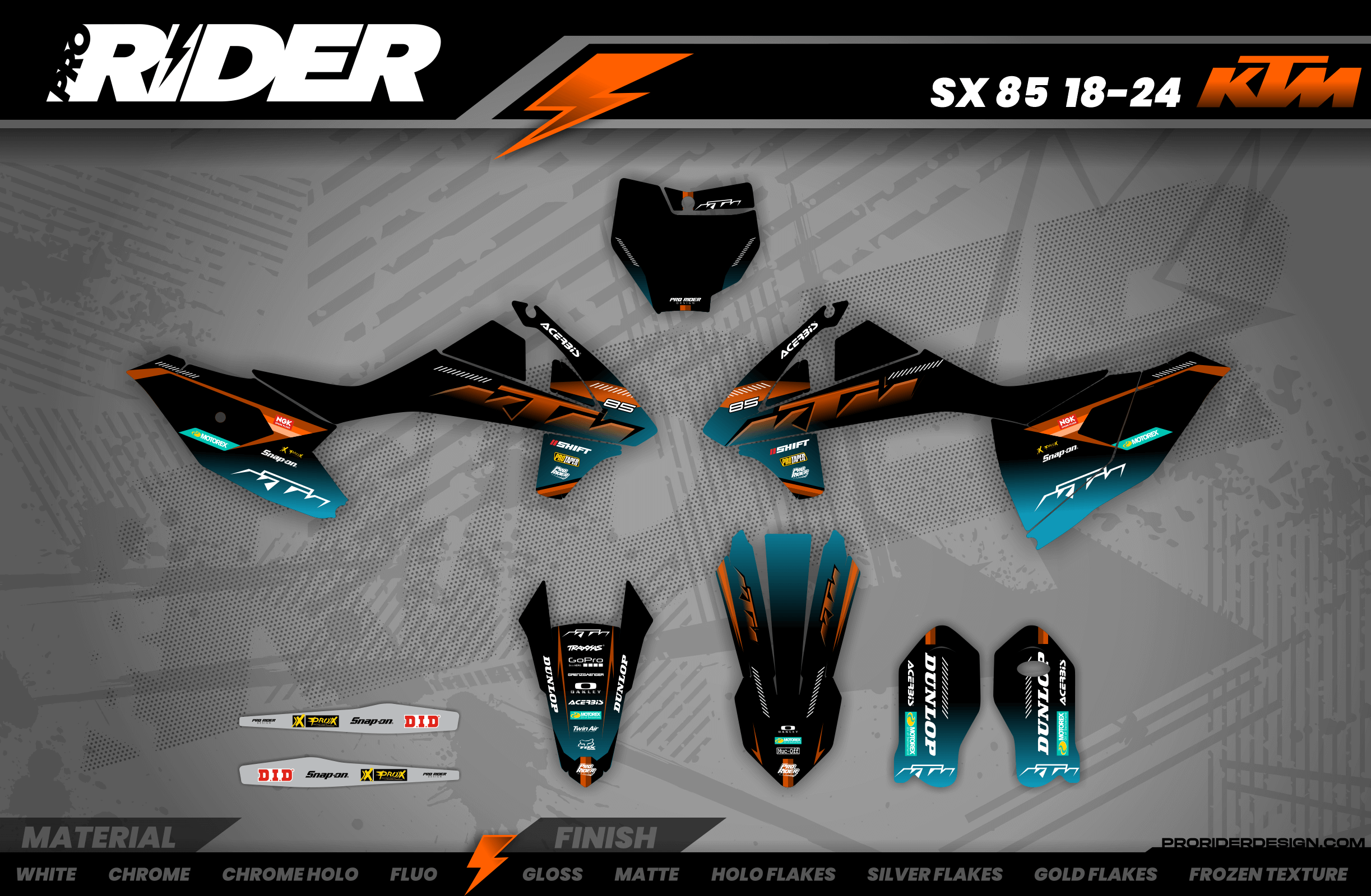 KTM Graphics SX XC SXF XCF EXC.. | Shadow Edition | Black orange dark teal