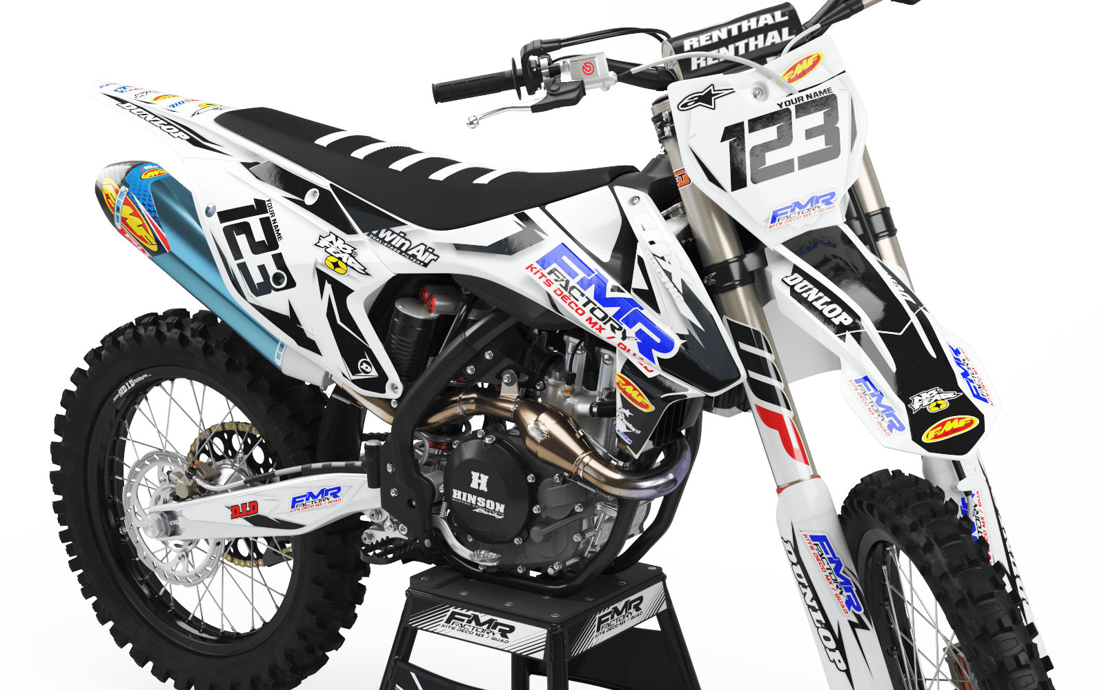 Graphics Kit FMR FACTORY WHITE : Stunning design for your Motocross