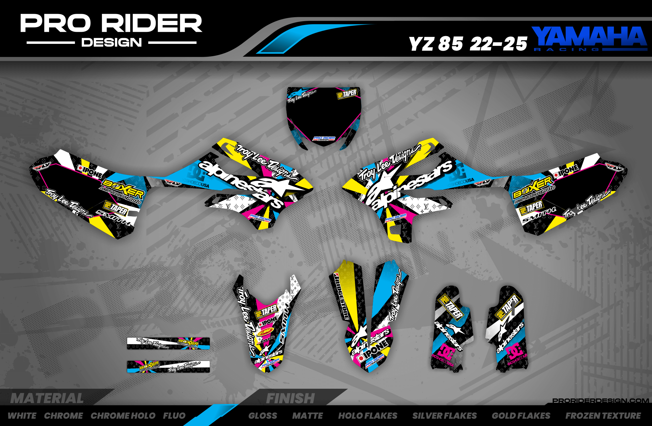 YAMAHA Graphics Kit ALPINESTARS MULTI : Design designed for your Motocross - 3D