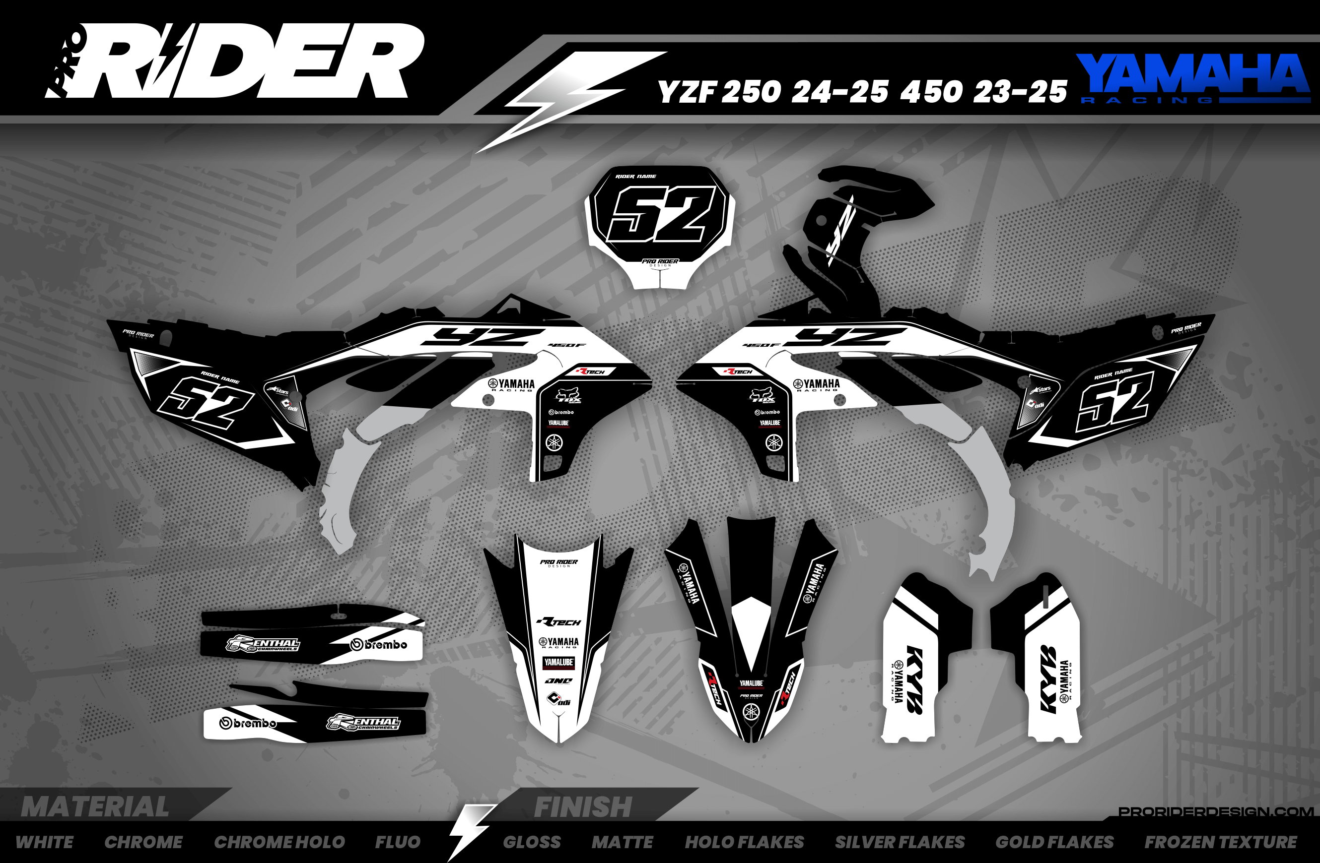 White ThunderStrike YAMAHA FULL GRAPHICS KIT