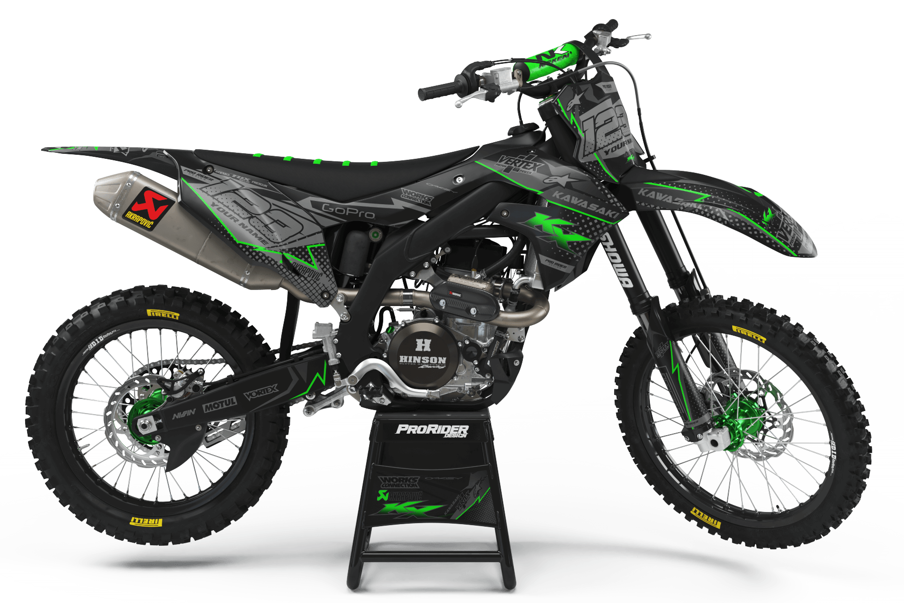 KAWASAKI Graphics Kit VERTEX Black And Green