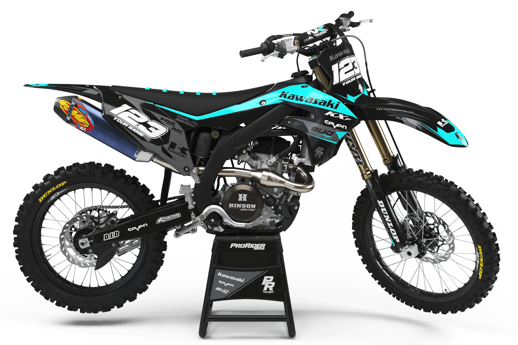 Kawasaki Graphics BUD RACING BLACK CYAN : Ultra shock resistant