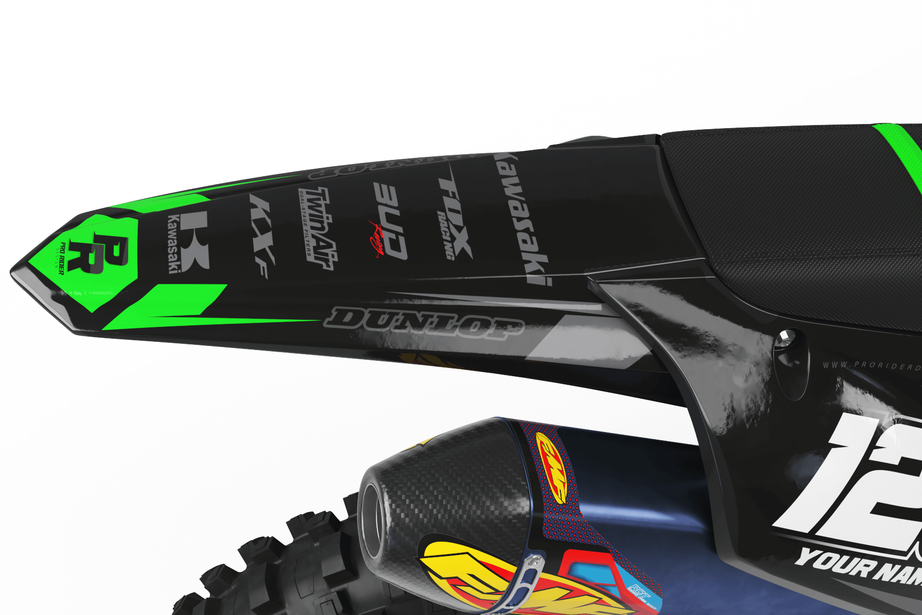 Kawasaki Graphics BUD RACING BLACK GREEN : Ultra shock resistant