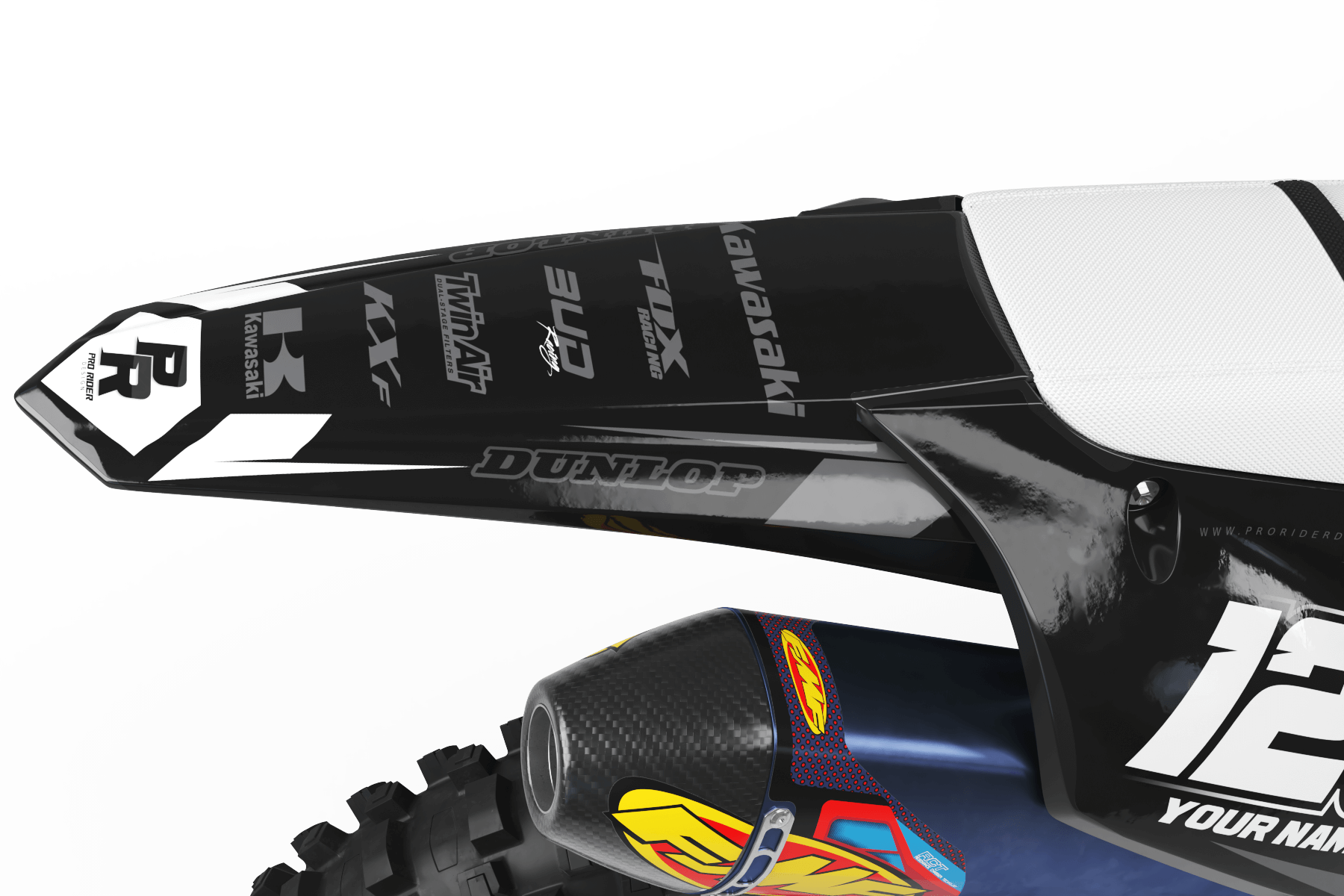 Kawasaki Graphics BUD RACING BLACK WHITE : Ultra shock resistant