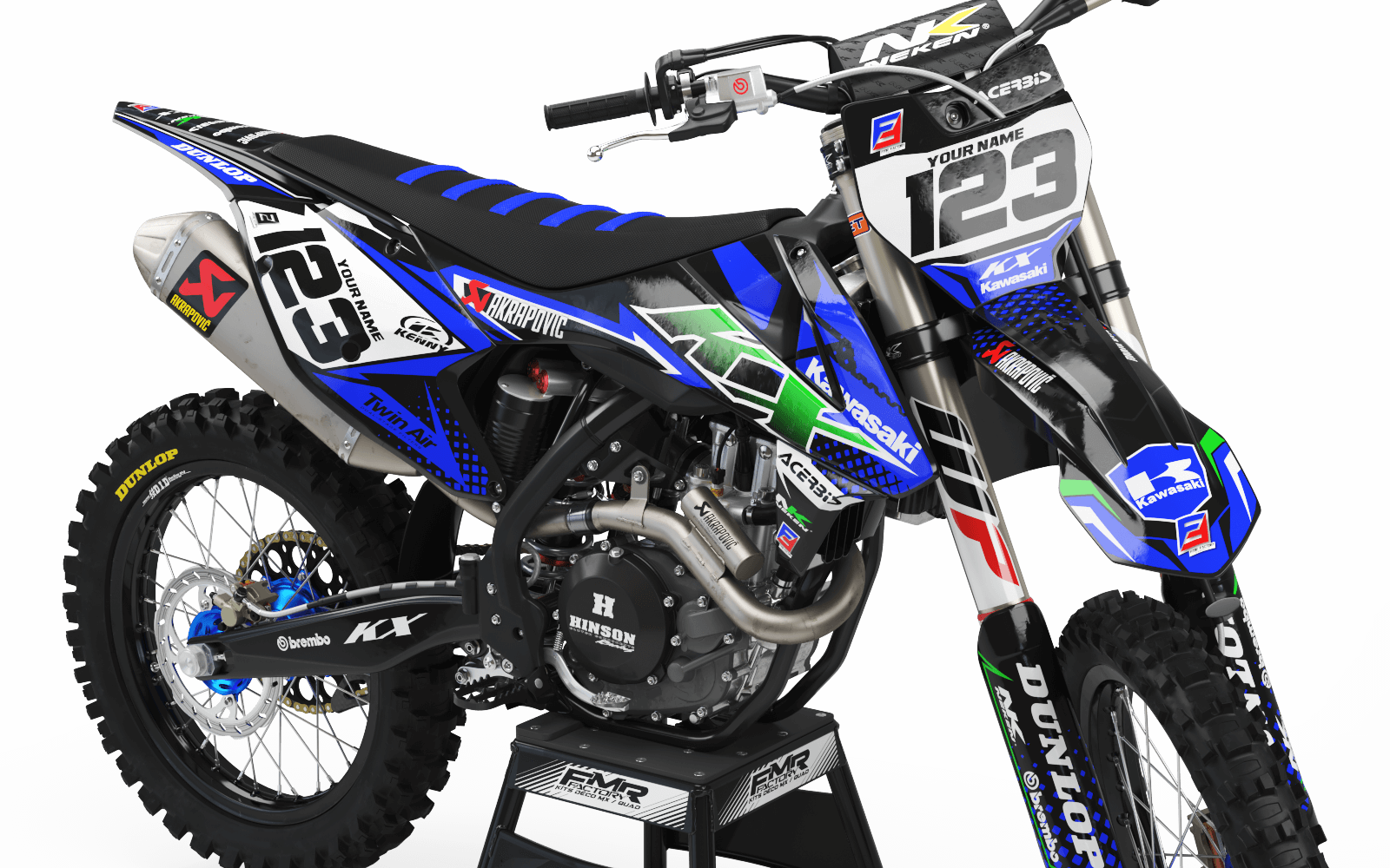 Kawasaki graphics FACTORY ENERGY BLUE GREEN : breathtaking kit Graphics