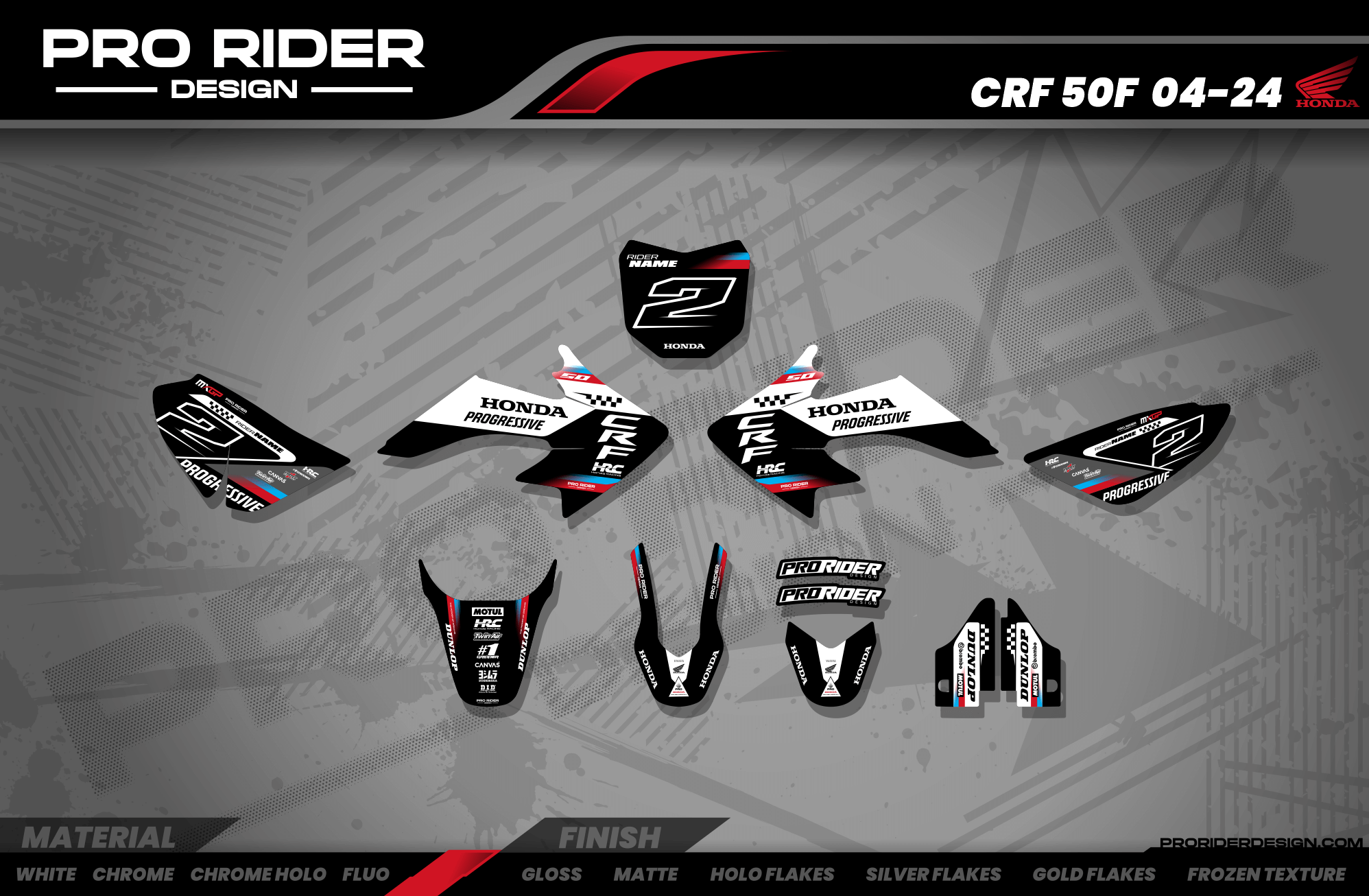 HONDA CRF 50 / 70 / 80 / 100 / 110 / 125 Full Graphics kit | Powercore black