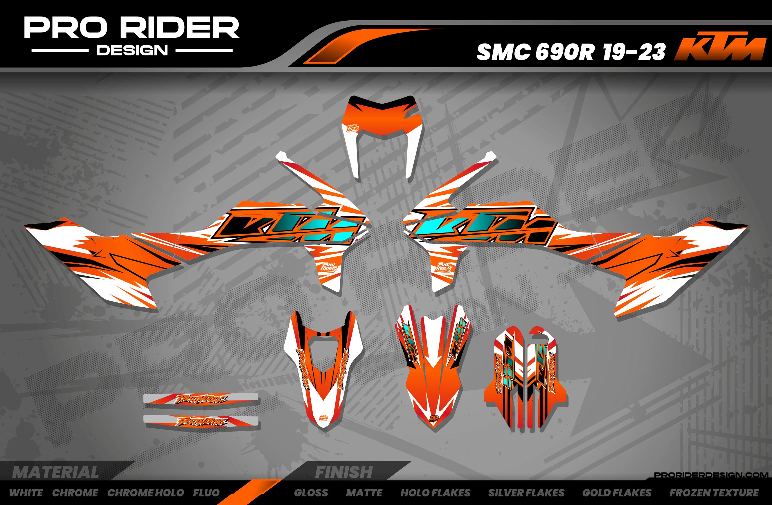 KTM SUPERMOTO Full Graphics Kit | Stock V2 White Teal