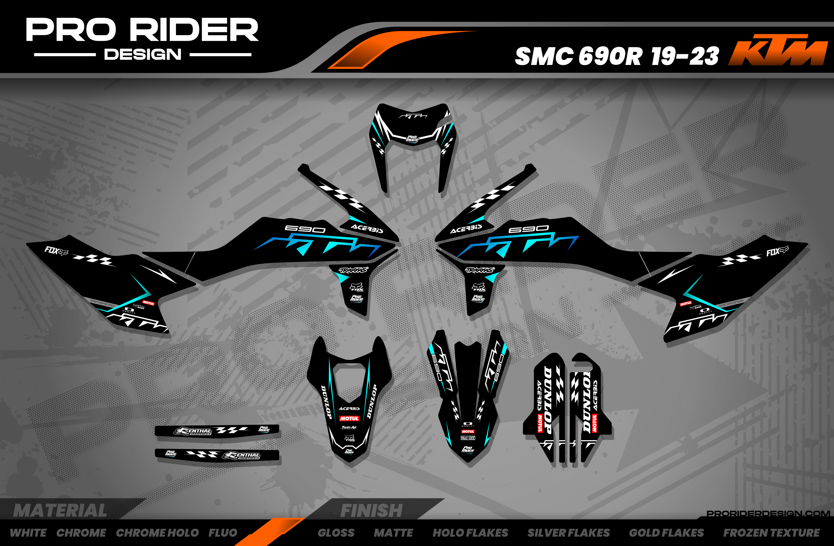 KTM SUPERMOTO Full Graphics Kit | Proline black Teal