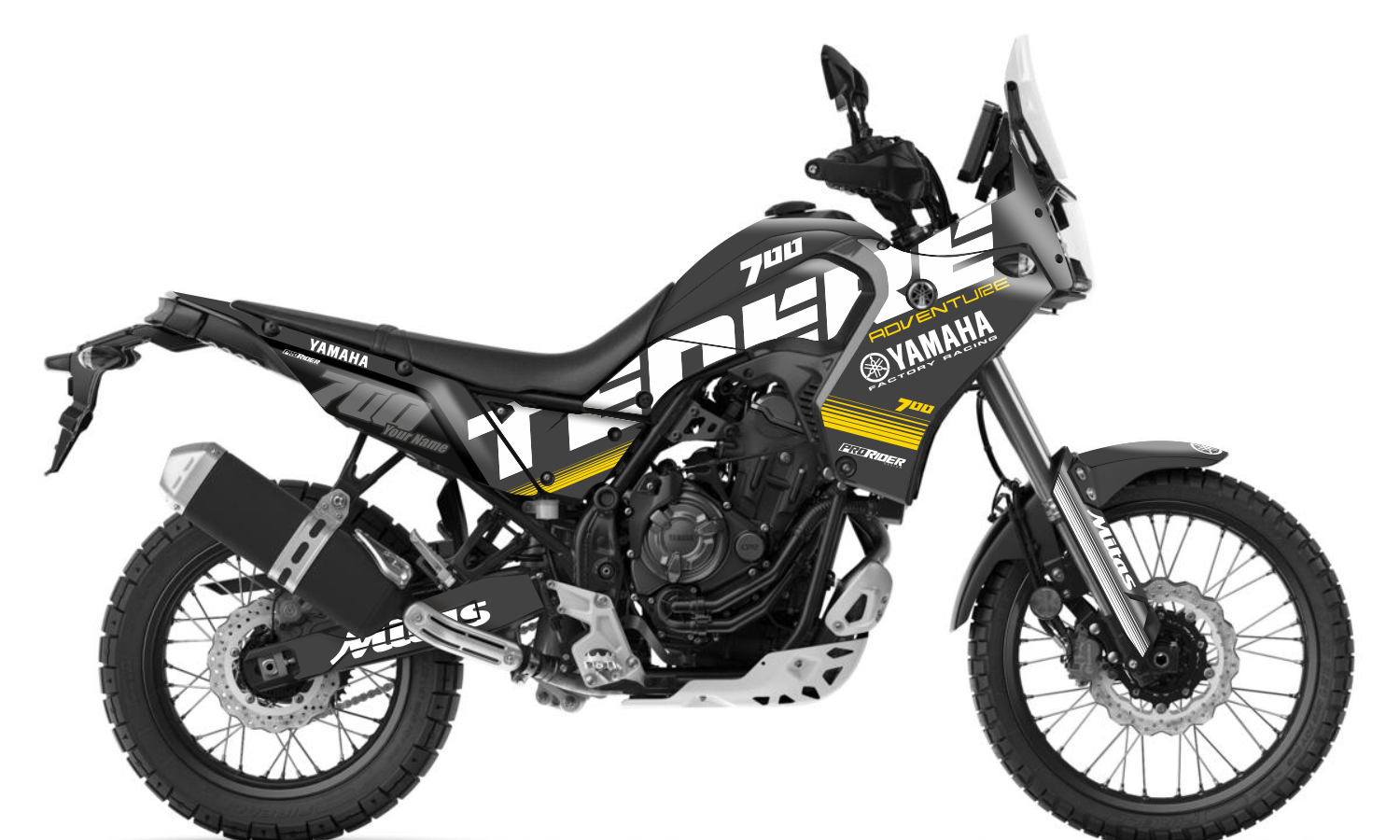 YAMAHA TENERE 700 Full Graphics Kit | Mitas Dark