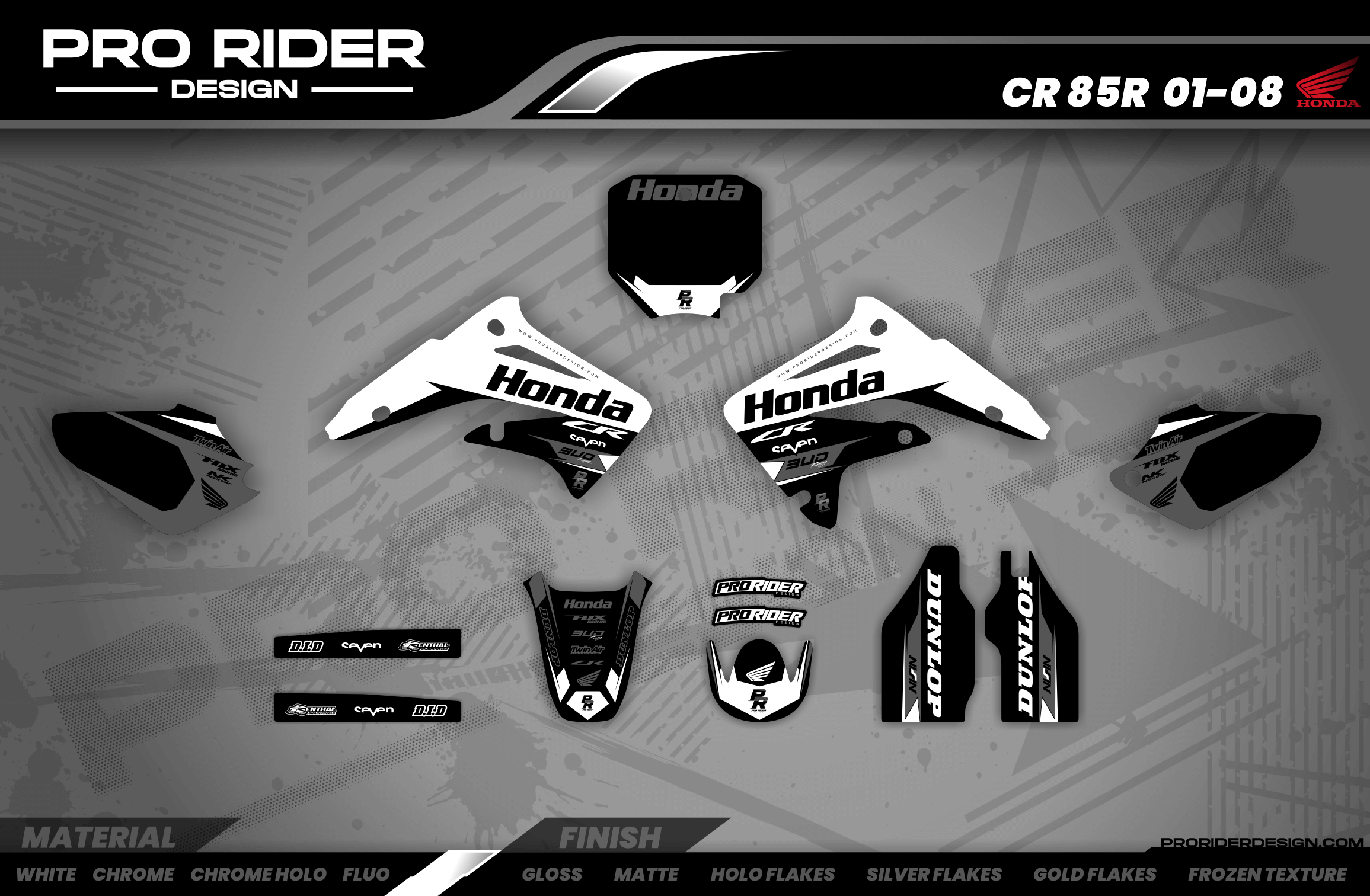 HONDA Graphics Kit BUD RACING Black And White