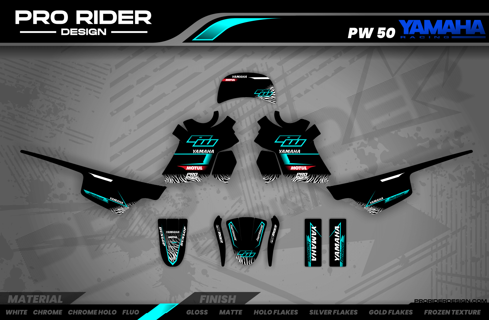Yamaha Pw-Ttr Full Graphics Kit | Motul Black Teal