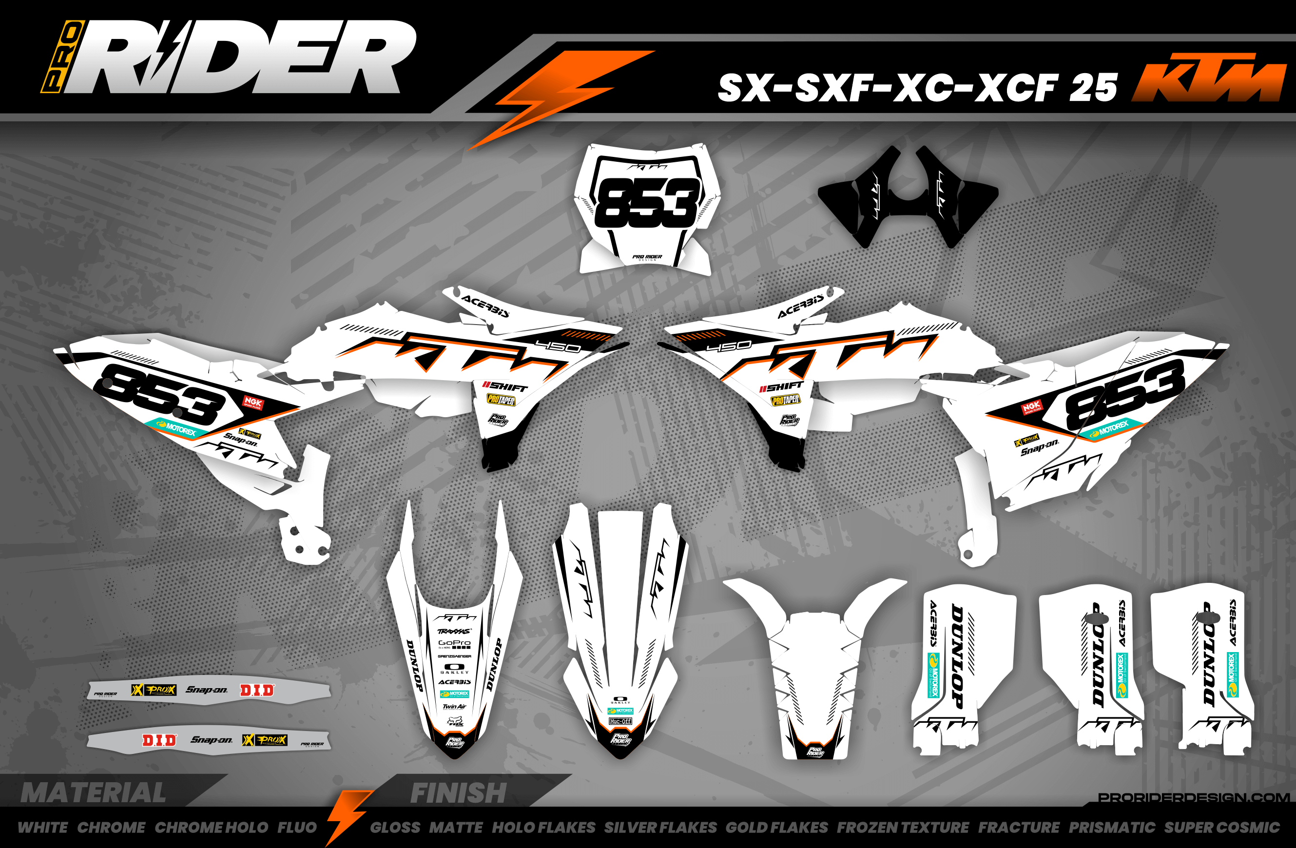 KTM Graphics SX XC SXF XCF EXC.. | Shadow Edition | White & black